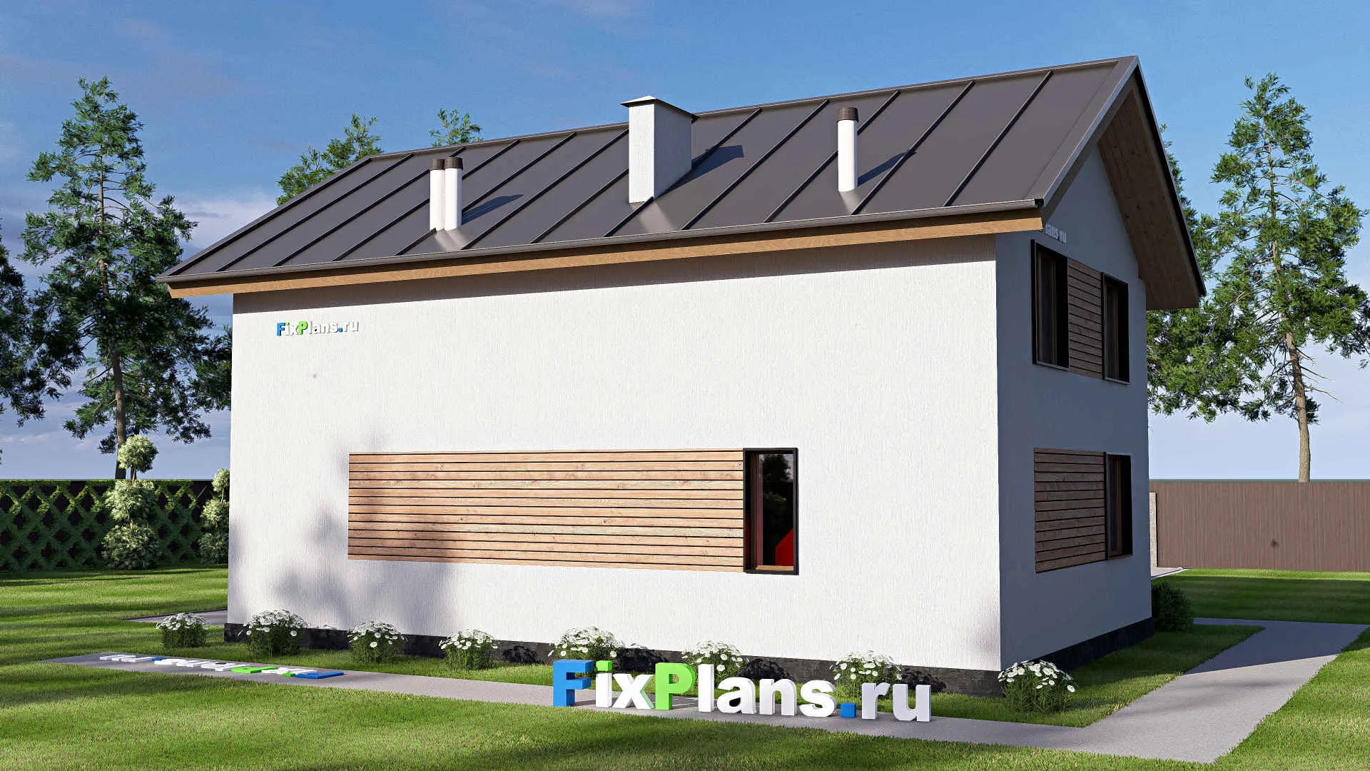 F-19961 - Проект дома с мансардой 10 на 12, площадью 140 м² с 4 спальнями