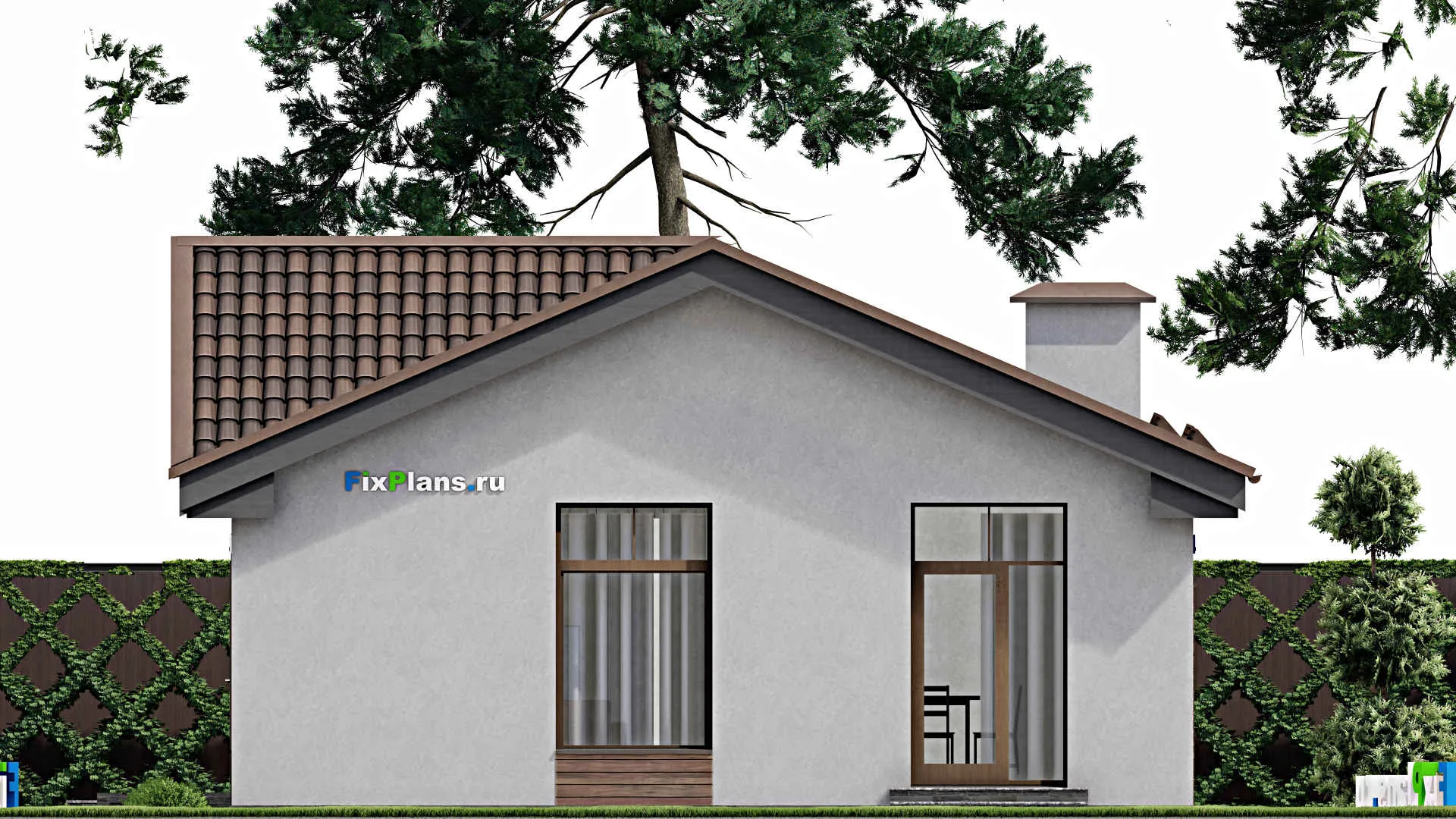 F-10025 - Проект одноэтажного дома 11 на 11, площадью 80 м² с 2 спальнями