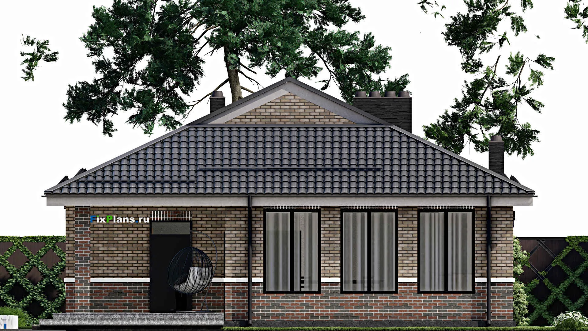 F-3131 - Проект одноэтажного дома 12 на 18, площадью 170 м² с 3 спальнями