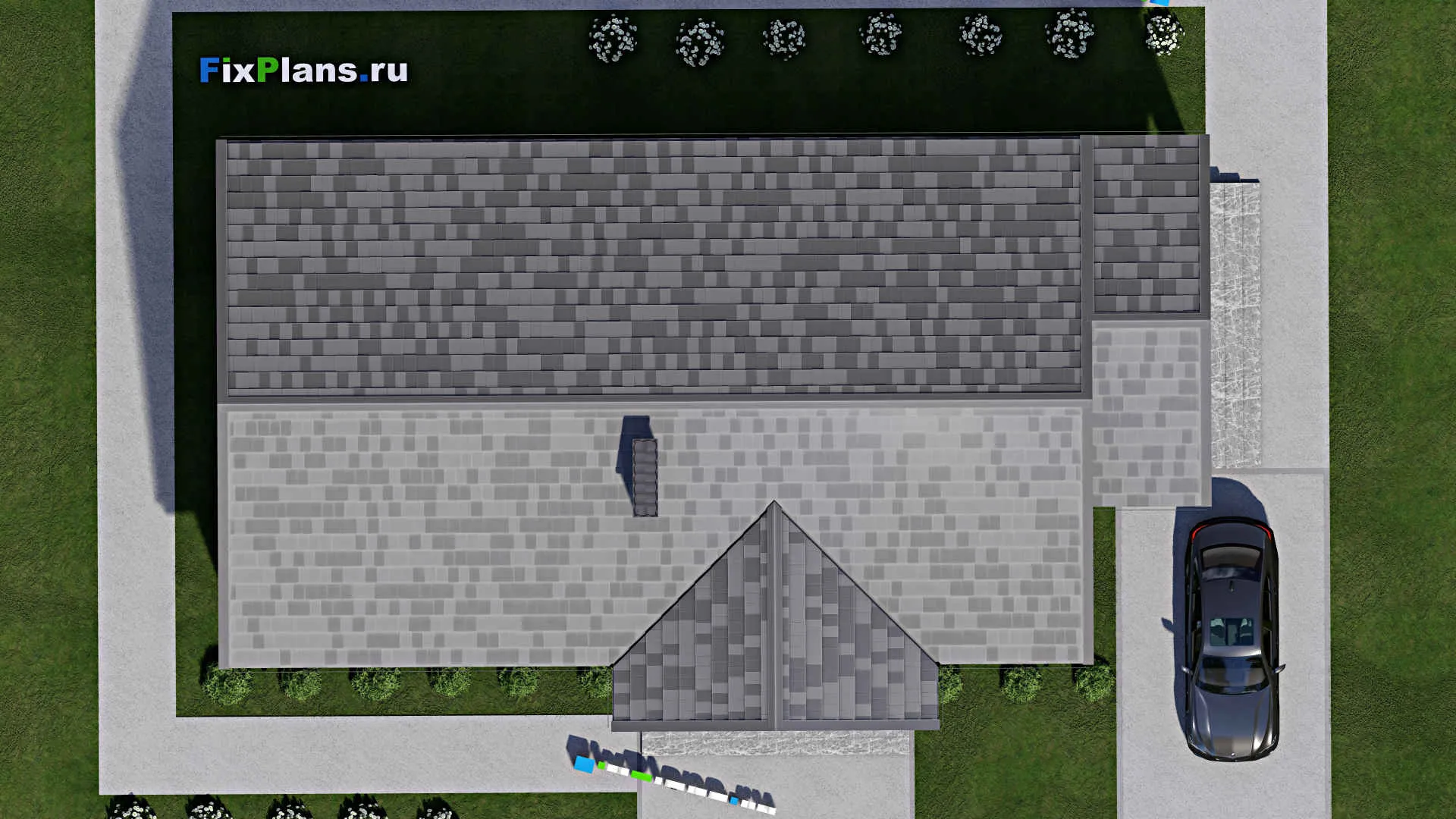 F-8837 - Проект одноэтажного дома 11 на 19, площадью 140 м² с террасой и 4 спальнями