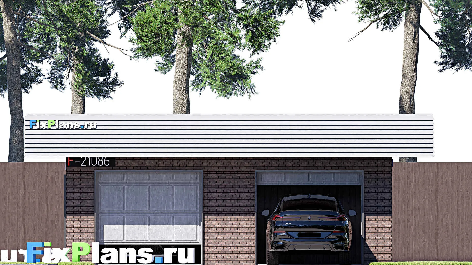 F-21086 - Проект гаража 8 на 9, площадью 60 м² на 2 машиноместа