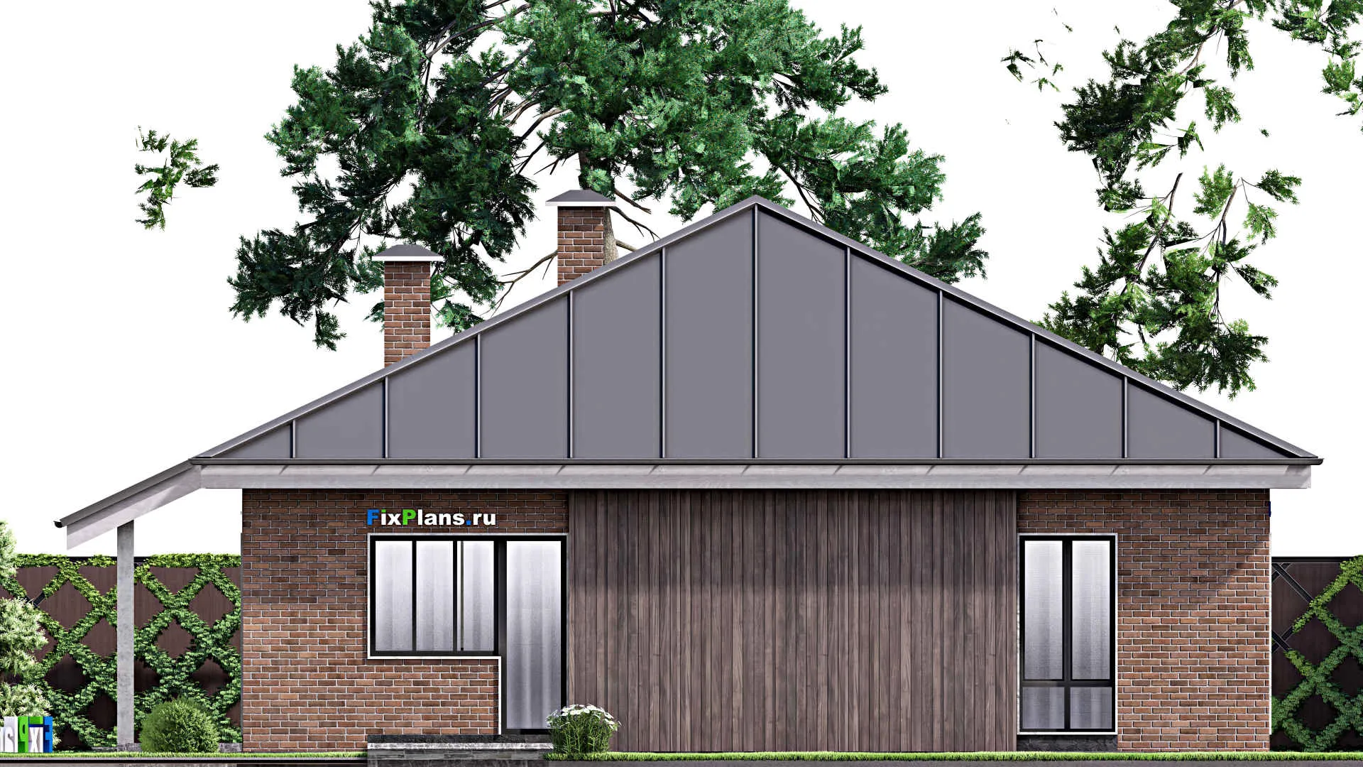 F-14192 - Проект одноэтажного дома 14 на 14, площадью 130 м² с 3 спальнями