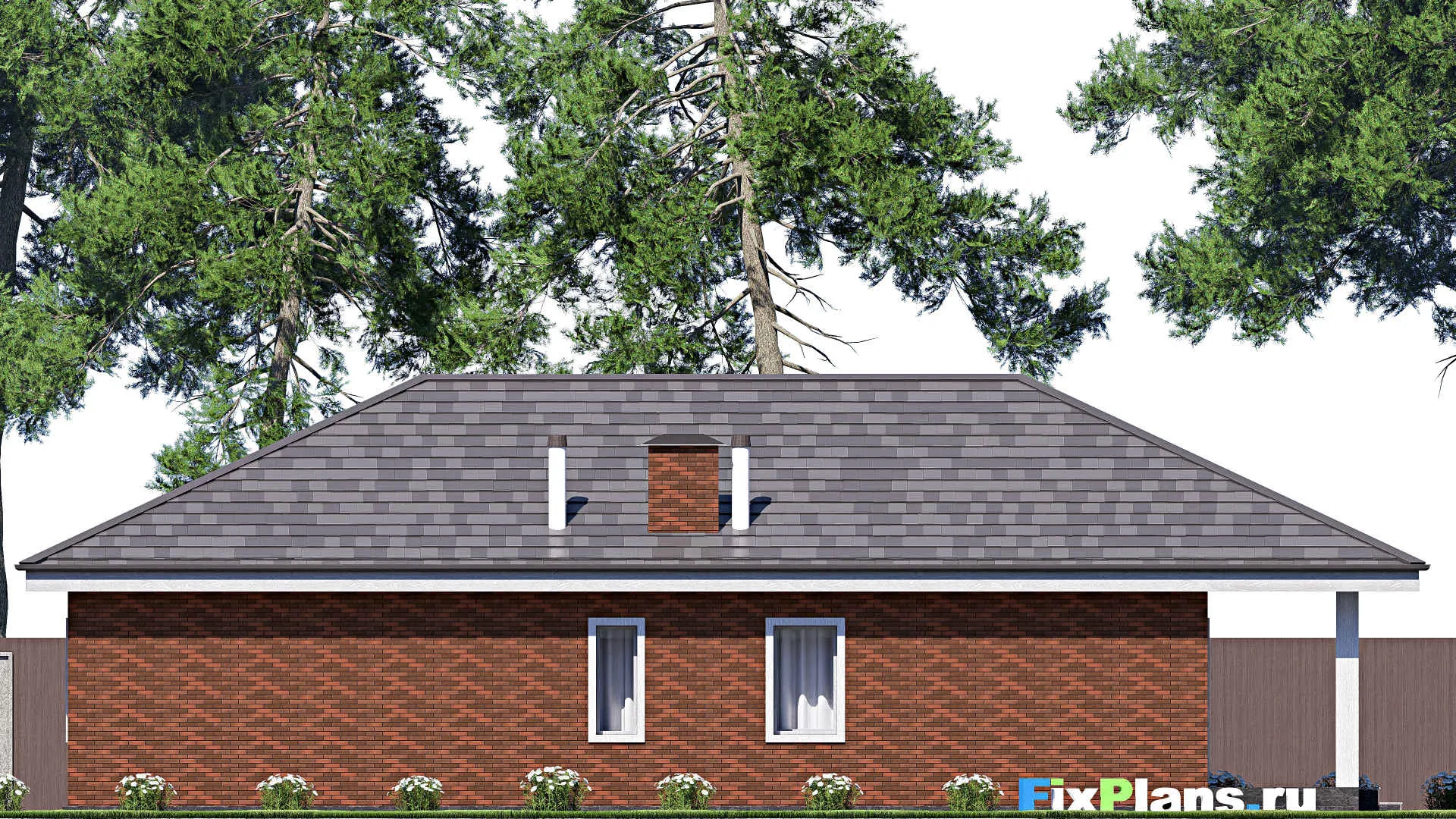 F-19439 - План одноэтажного дома 11 на 18, площадью 140 м² с террасой и 3 спальнями