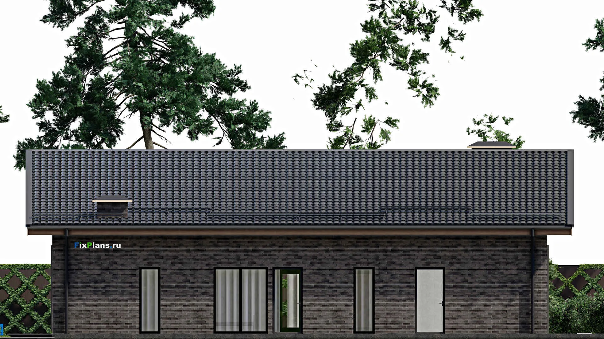 F-2447 - Проект одноэтажного дома 17 на 17, площадью 360 м² с террасой и 3 спальнями