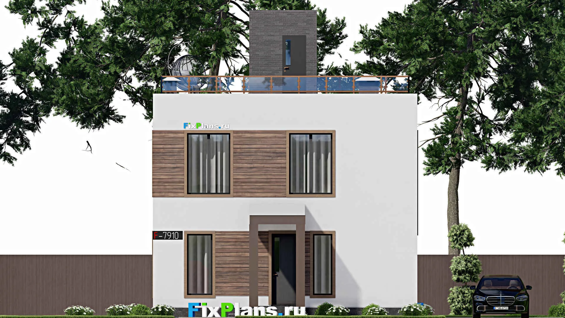F-7910 - Проект двухэтажного дома 9 на 10, площадью 70 м² с 2 спальнями