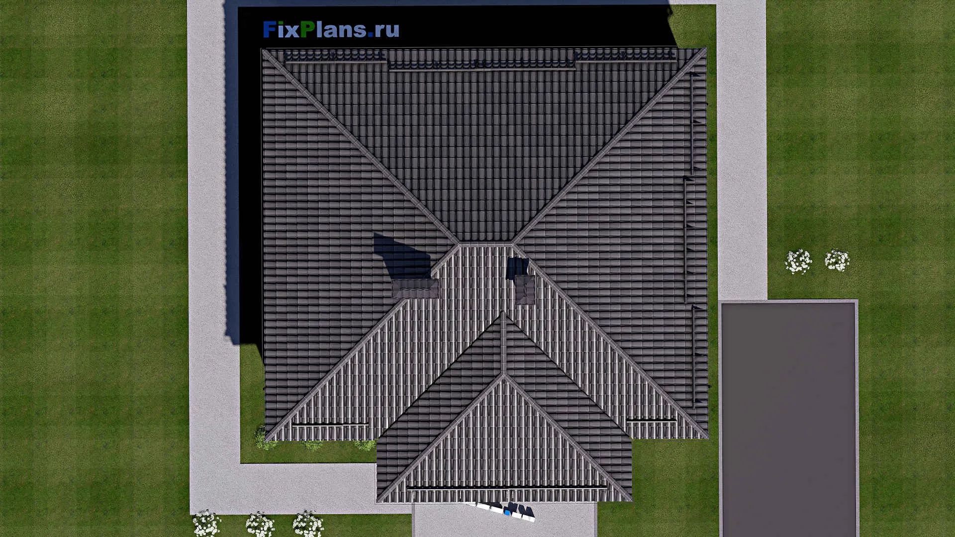 F-12437 - Проект одноэтажного дома 12 на 12, площадью 100 м² с 3 спальнями
