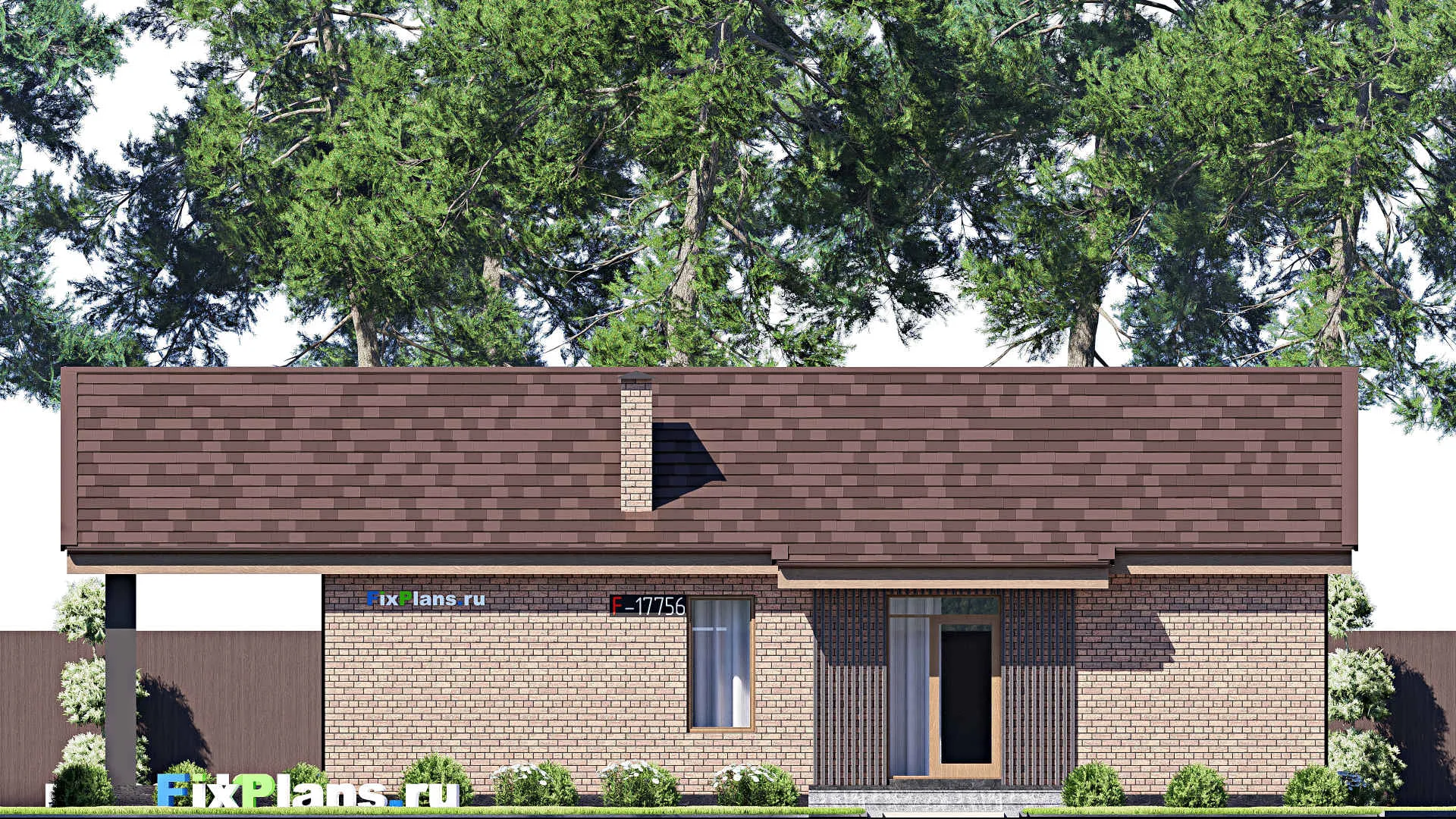 F-17756 - Проект одноэтажного дома 11 на 16, площадью 130 м² с террасой и 2 спальнями