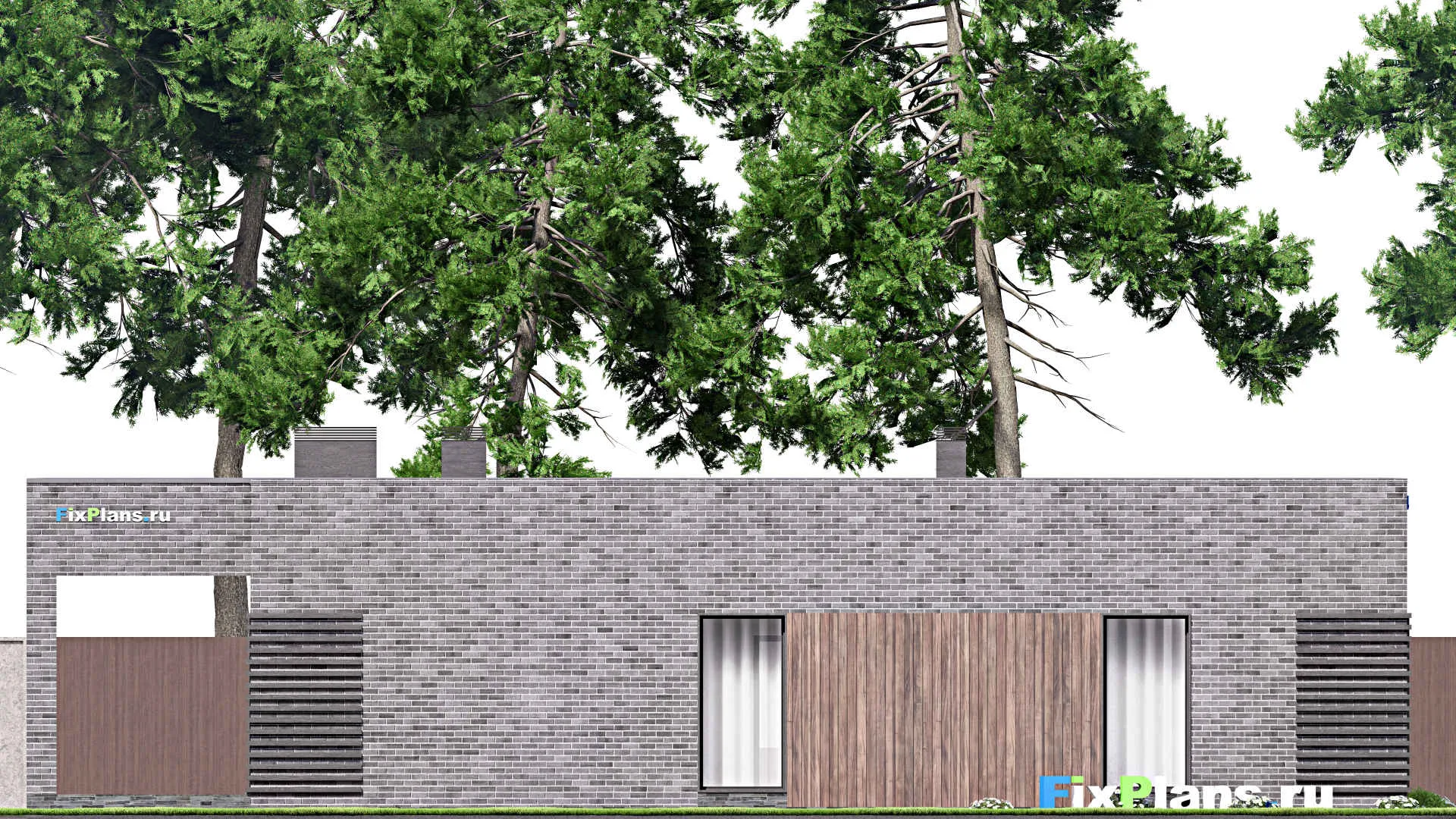 F-12986 - Проект одноэтажного дома 16 на 19, площадью 220 м² с террасой и 4 спальнями