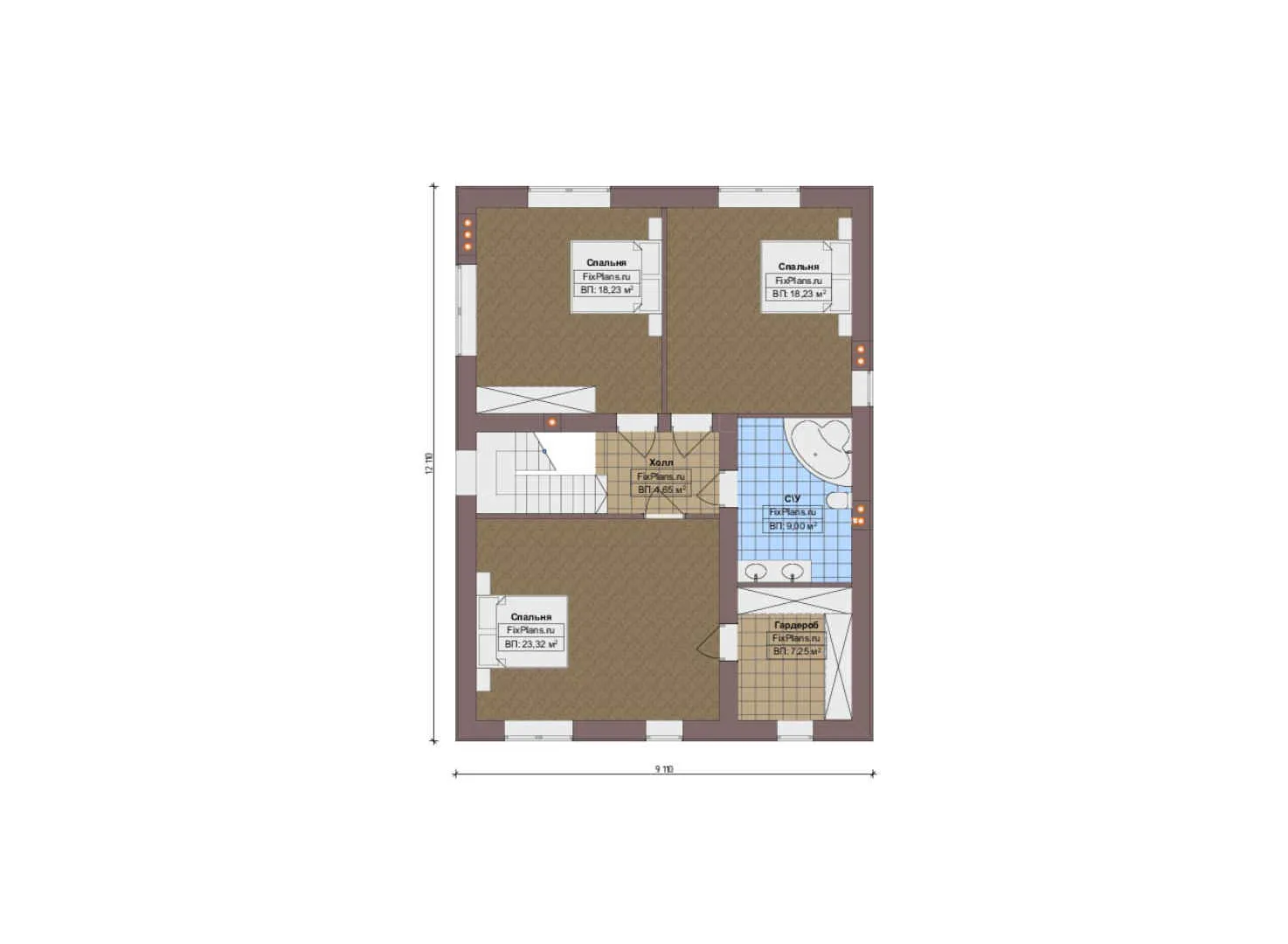 F-18188 - Планы двухэтажного дома 10 на 17, площадью 240 м² с террасой, цокольным этажом и 3 спальнями