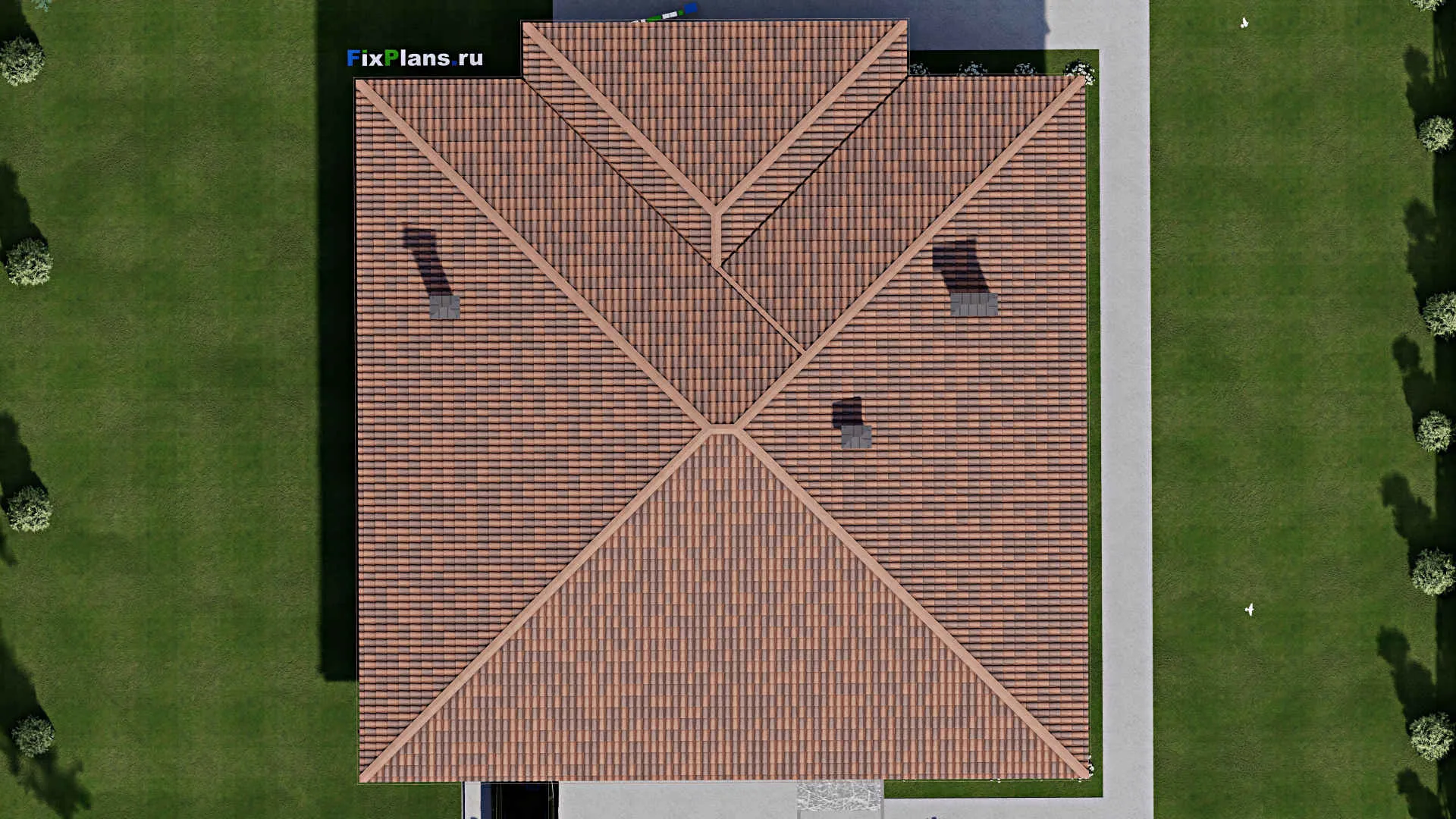 F-10448 - Проект одноэтажного дома 20 на 23, площадью 330 м² с 2 спальнями