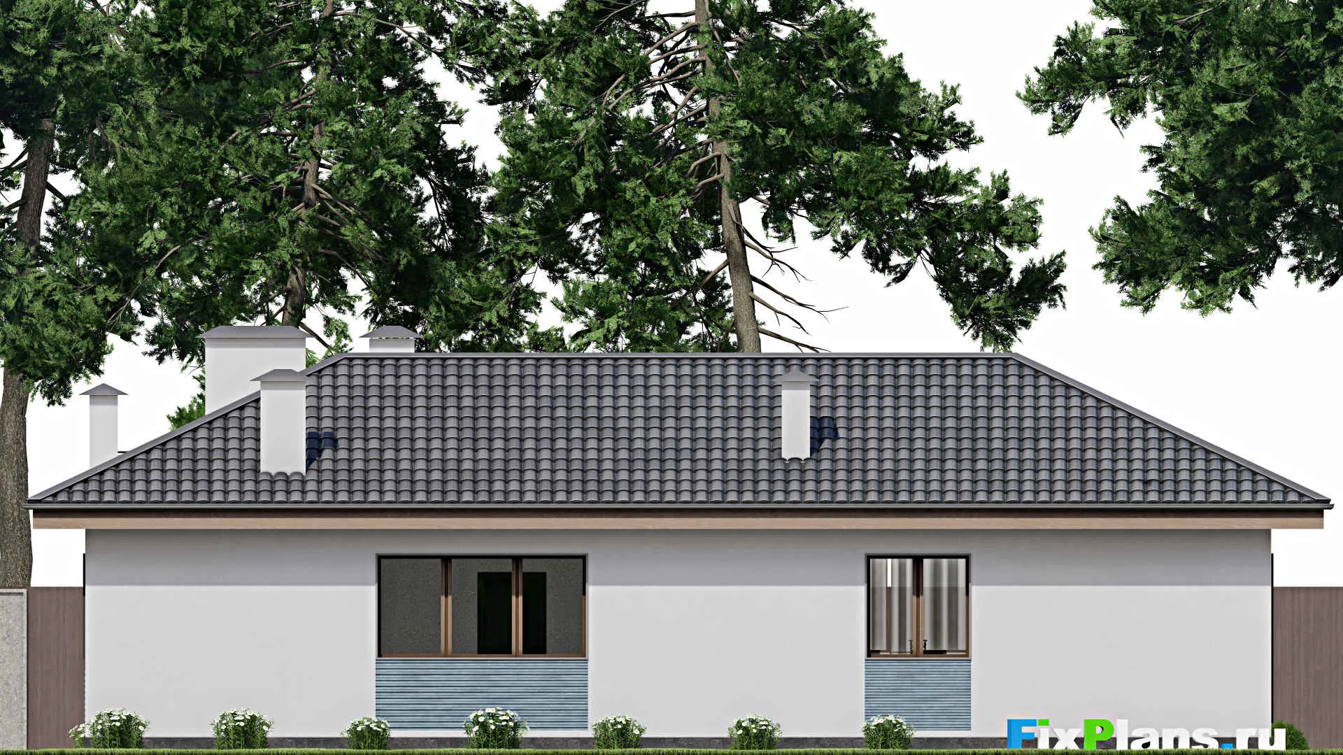 F-12347 - Проект бани 19 на 19, площадью 200 м² с терассой, 4 санузлами и спальней