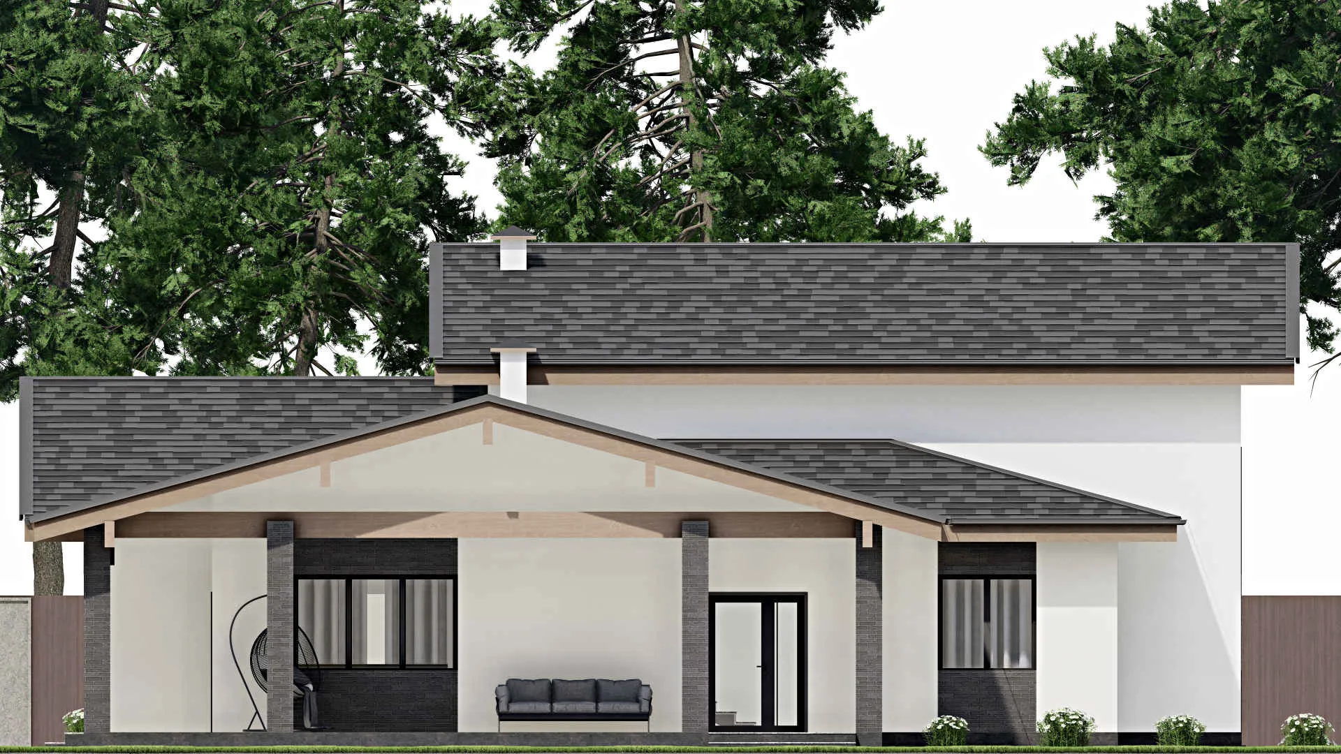 F-6488 - Проект дома с мансардой 15 на 18, площадью 340 м² с террасой и 4 спальнями