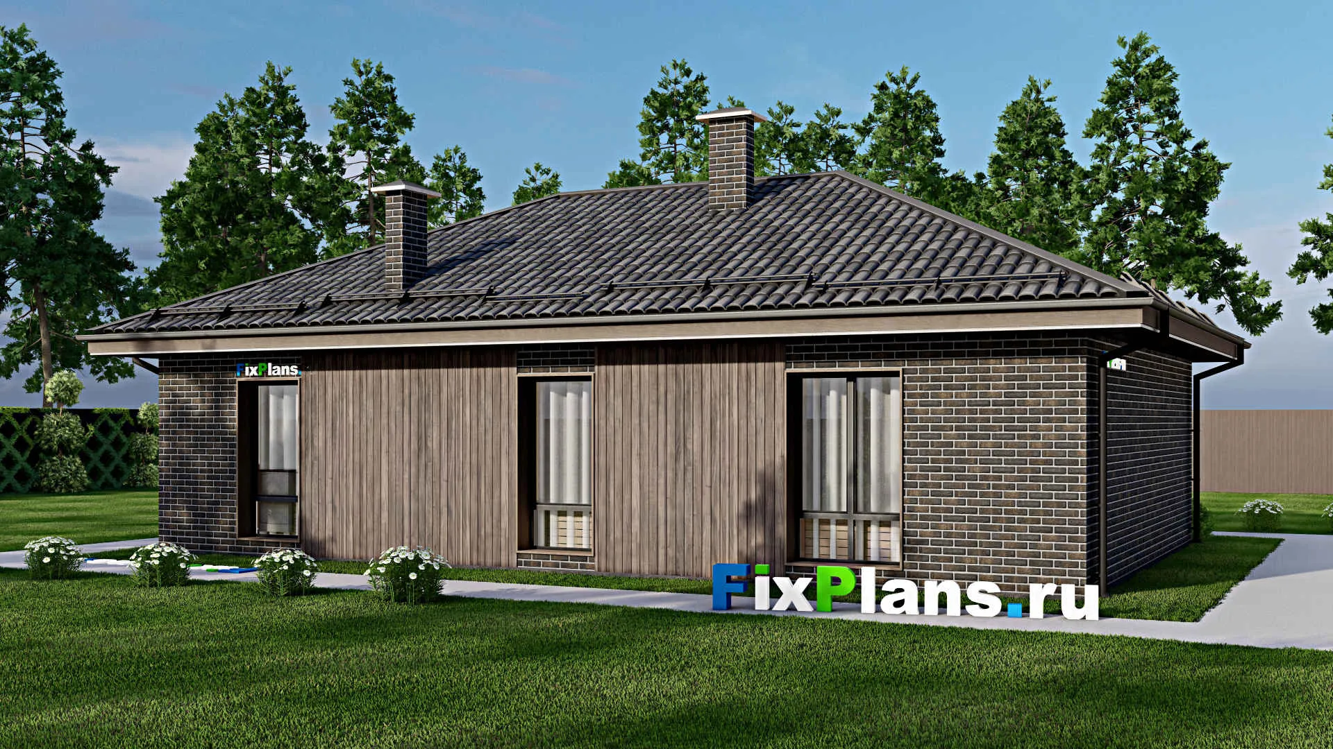 F-6200 - Проект одноэтажного дома 10 на 15, площадью 110 м² с 3 спальнями