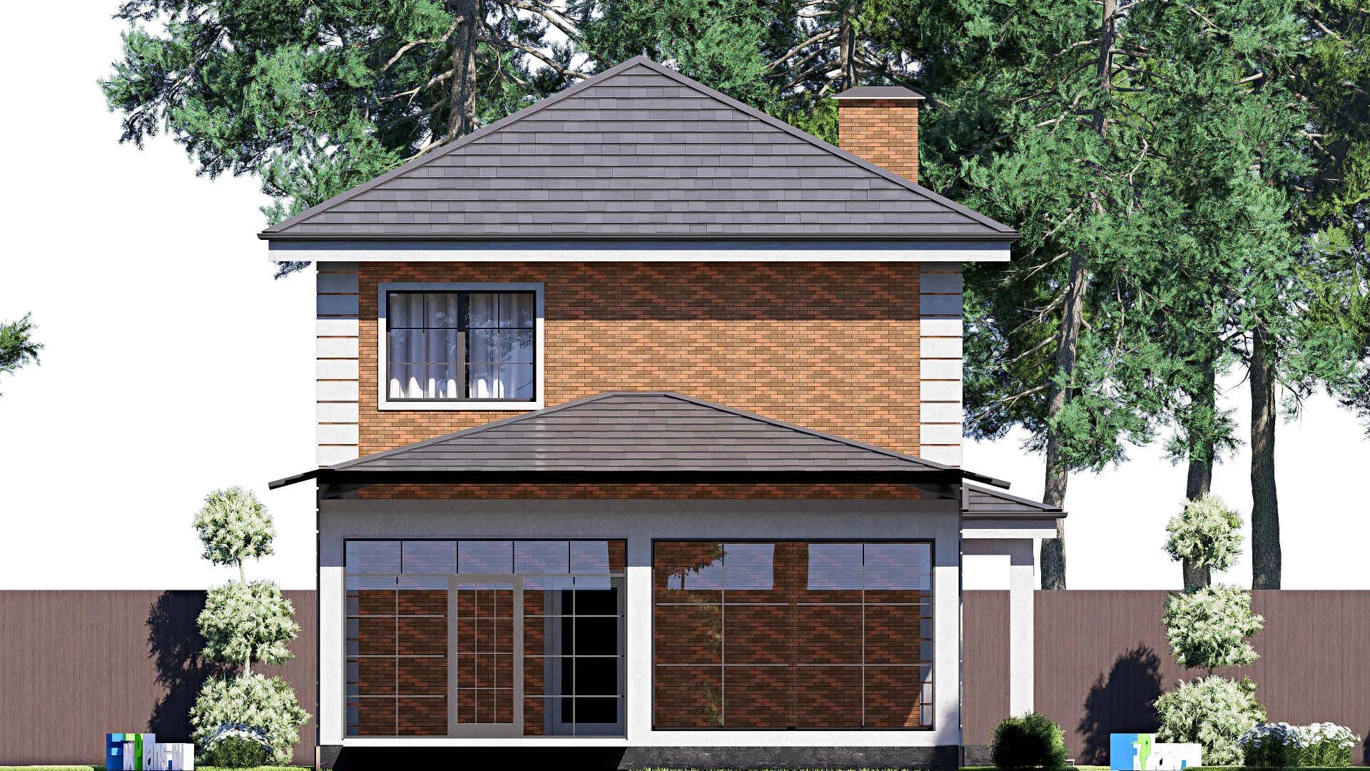 F-19214 - Проект двухэтажного дома 9 на 16, площадью 170 м² с террасой и 4 спальнями