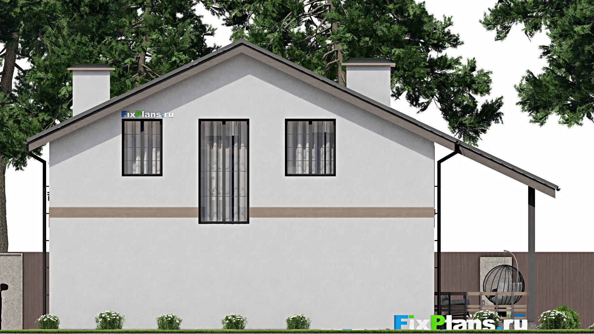 F-6074 - Проект дома с мансардой 12 на 14, площадью 240 м² с баней и 4 спальнями