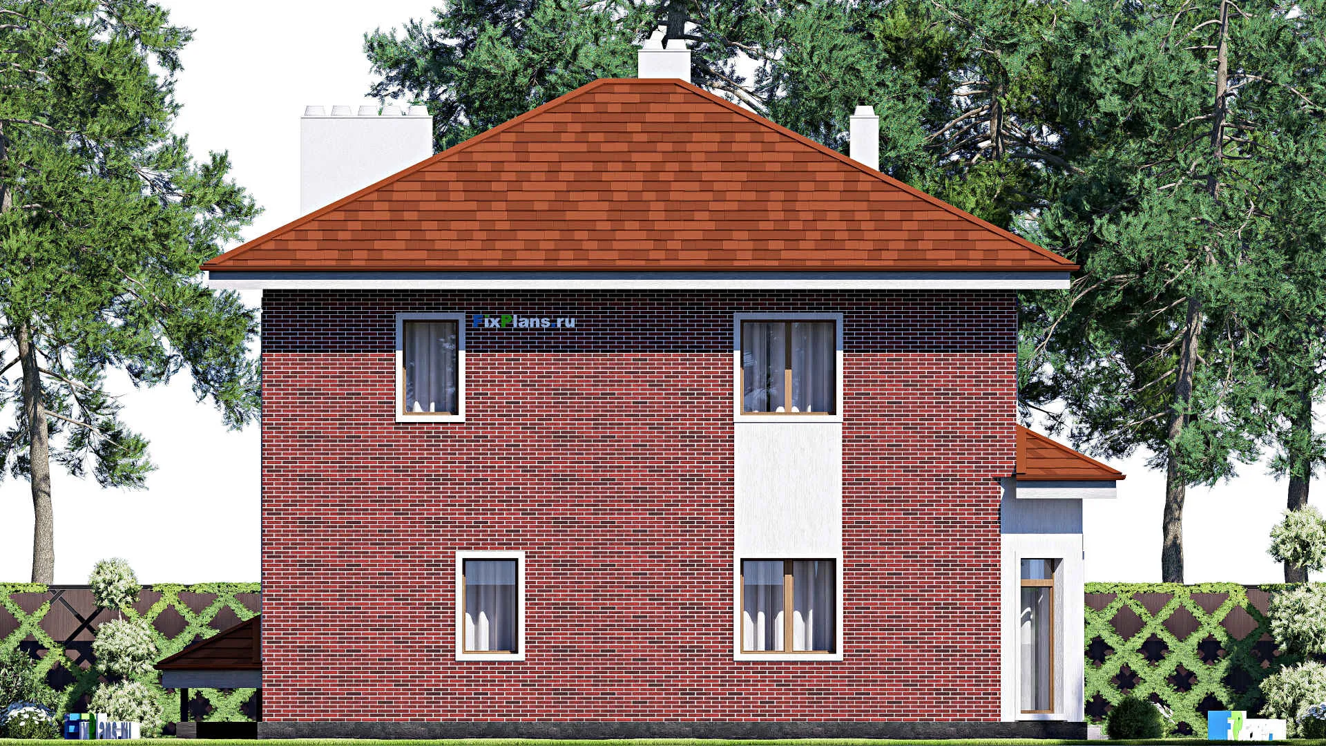 F-17468 - Проект двухэтажного дома 11 на 14, площадью 260 м² с цокольным этажом и 4 спальнями