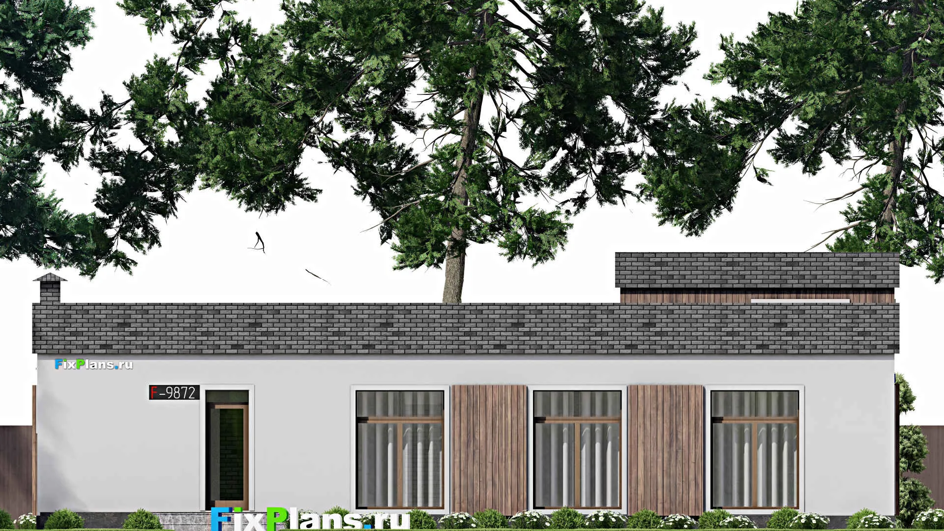 F-9872 - Проект одноэтажного дома 15 на 17, площадью 190 м² с 4 спальнями