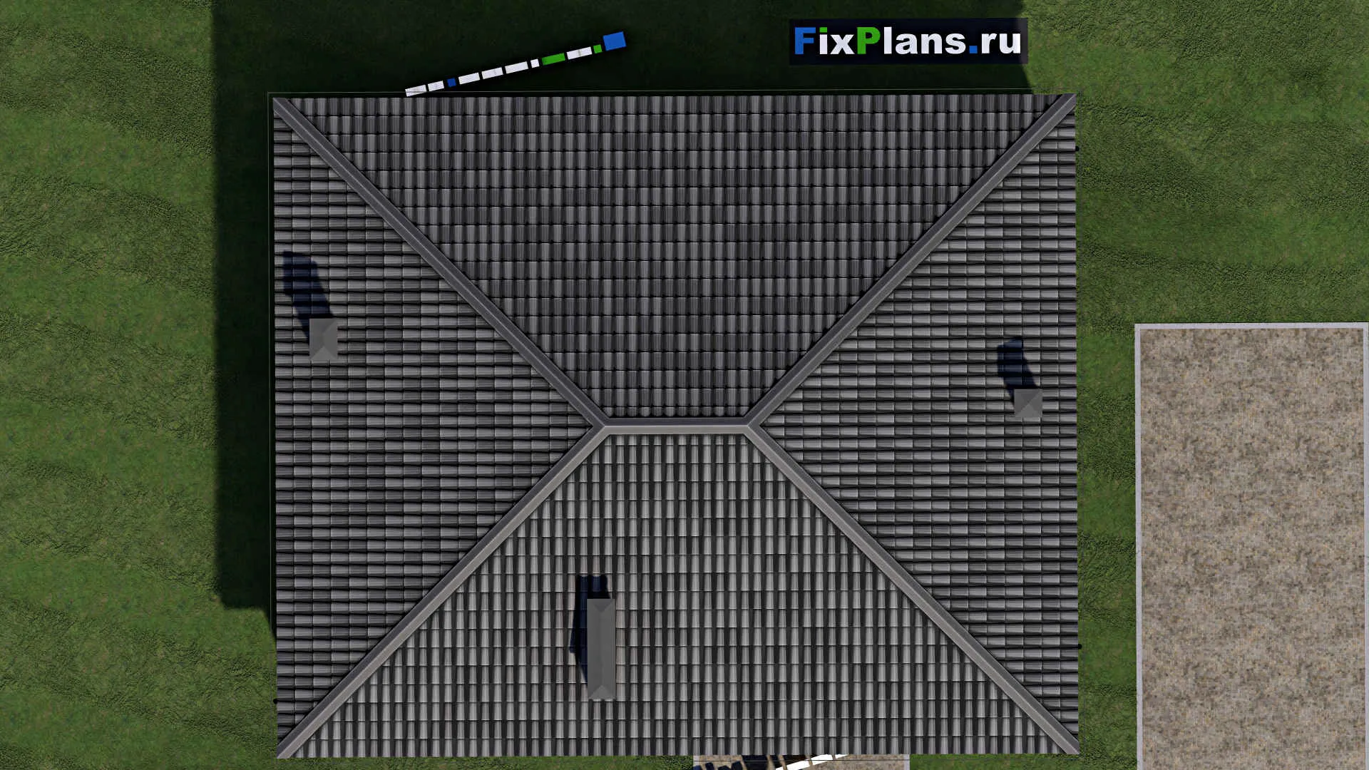 F-1457 - Проект одноэтажного дома 11 на 14, площадью 120 м² с террасой и 3 спальнями