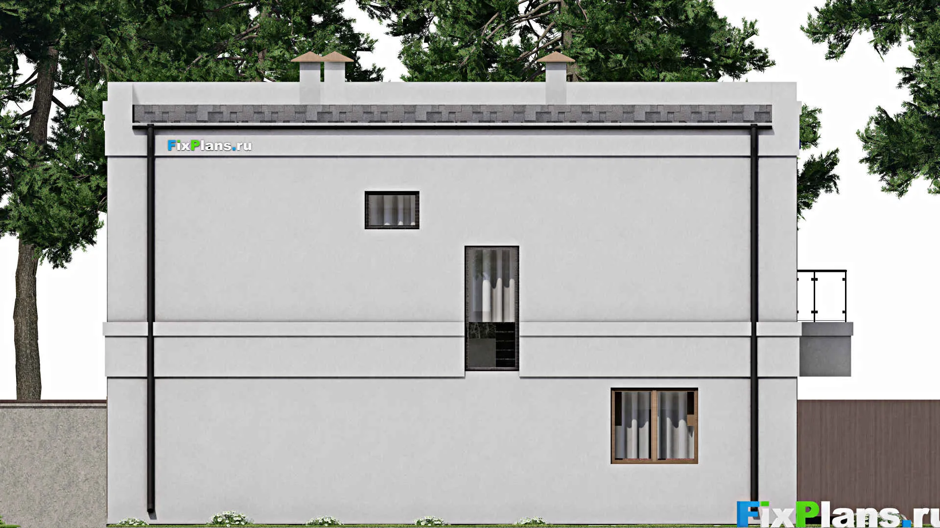 F-8693 - Проект двухэтажного дома 14 на 19, площадью 410 м² с террасой, балконом, баней и 5 спальнями