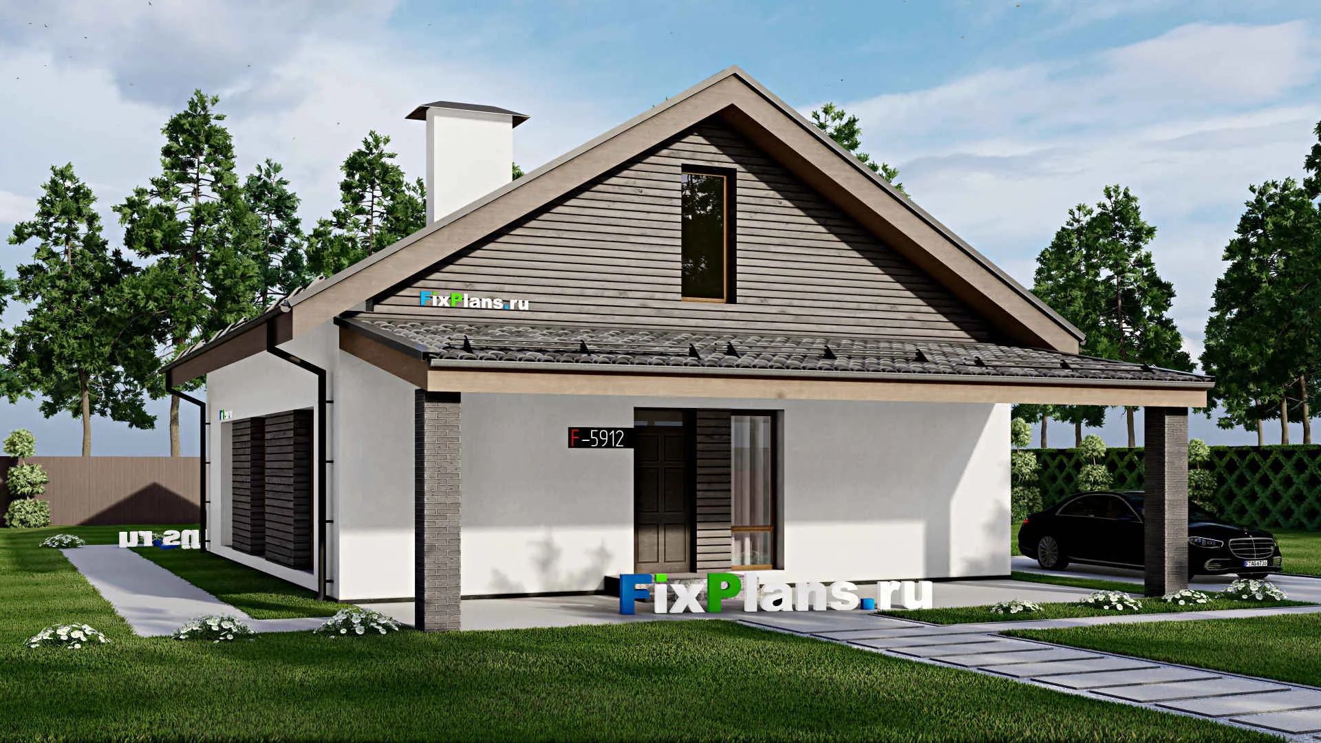 F-5912 - Проект дома с мансардой 11 на 13, площадью 210 м² с 3 спальнями