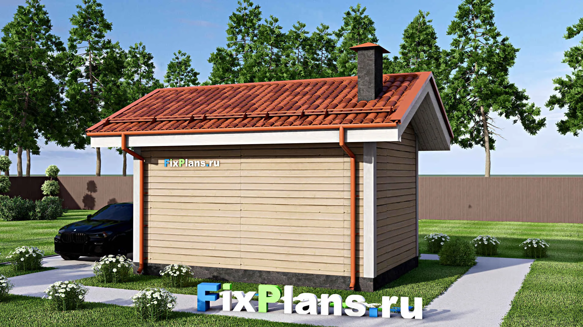 F-15695 - Проект бани 5 на 7, площадью 20 м² с комнатой отдыха