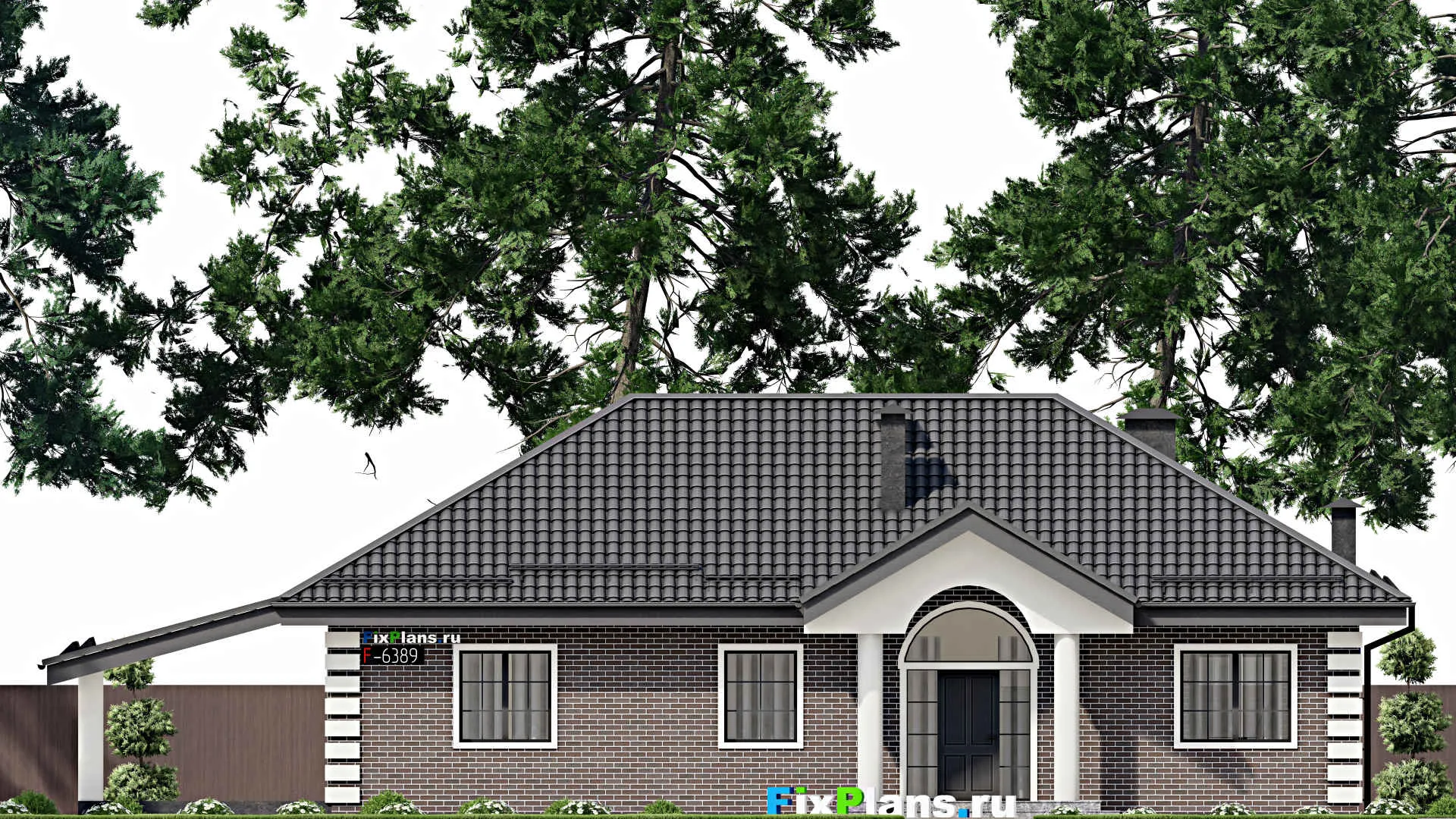 F-6389 - Проект одноэтажного дома 10 на 17, площадью 190 м² с террасой и 3 спальнями