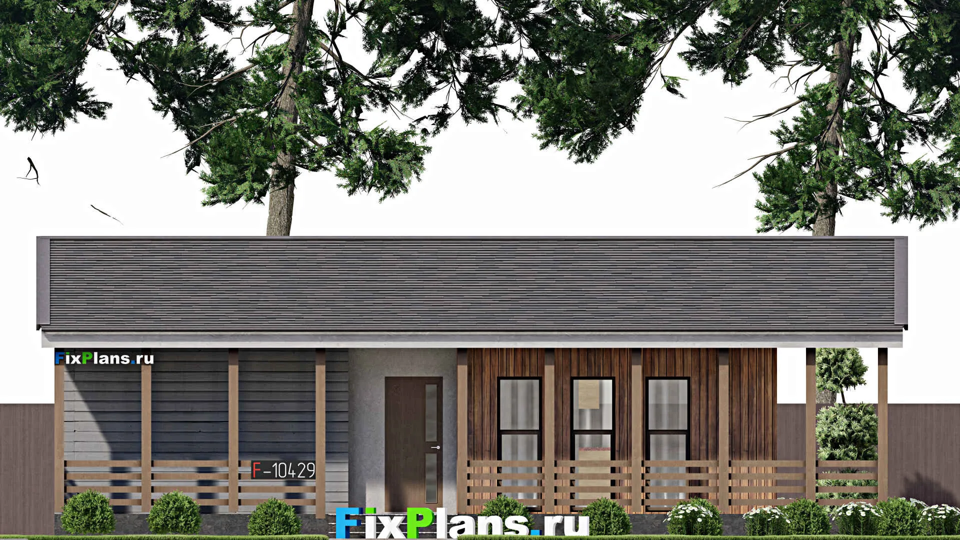 F-10439 - Проект одноэтажного дома 9 на 13, площадью 100 м² с 2 спальнями