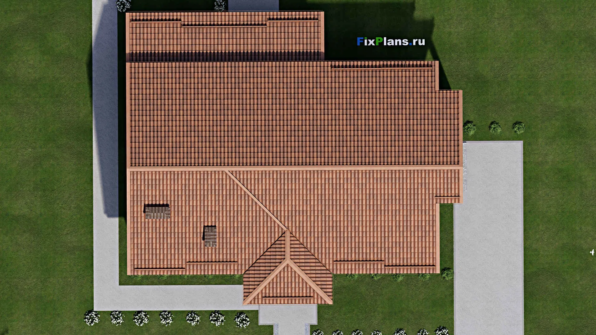 F-9557 - Проект дома с мансардой 16 на 19, площадью 260 м² с террасой и 5 спальнями