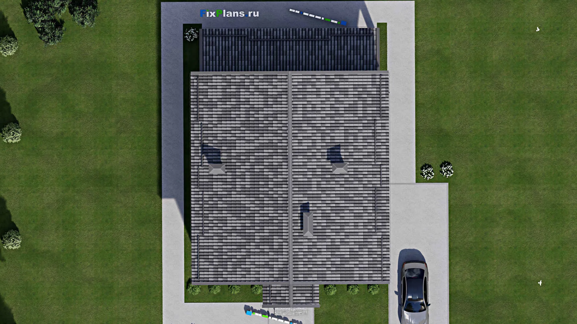 F-6155 - Проект двухэтажного дома 12 на 14, площадью 290 м² с террасой, балконом и 4 спальнями