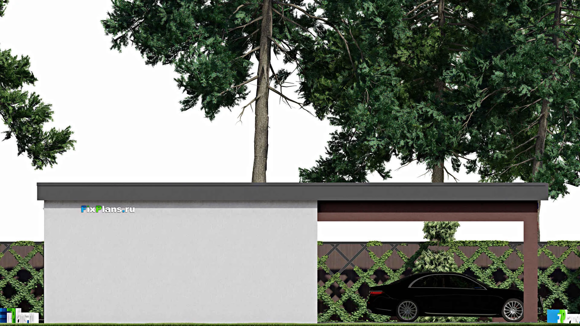 F-9431 - Проект гаража из газобетона 7 на 15, площадью 90 м² на 2 машиноместа