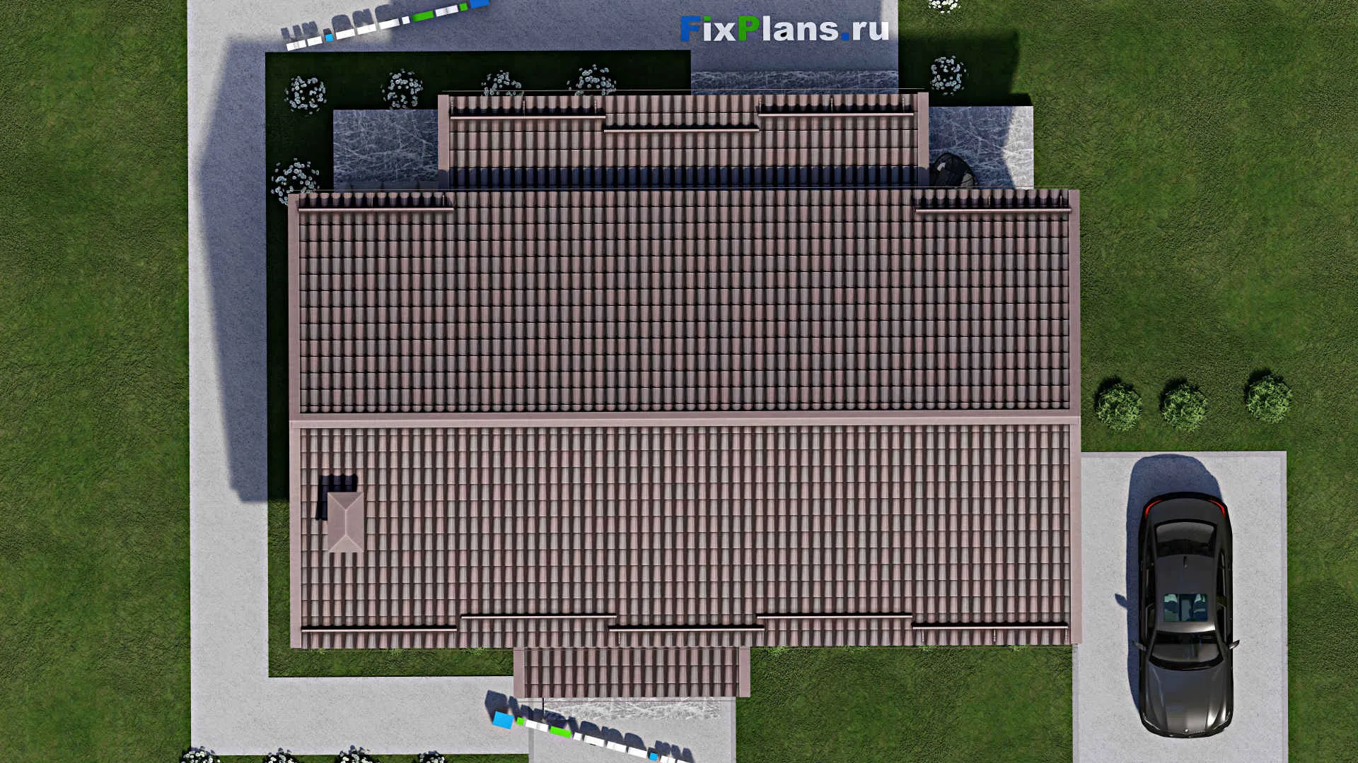 F-7622 - Проект одноэтажного дома 12 на 14, площадью 120 м² с террасой и 3 спальнями