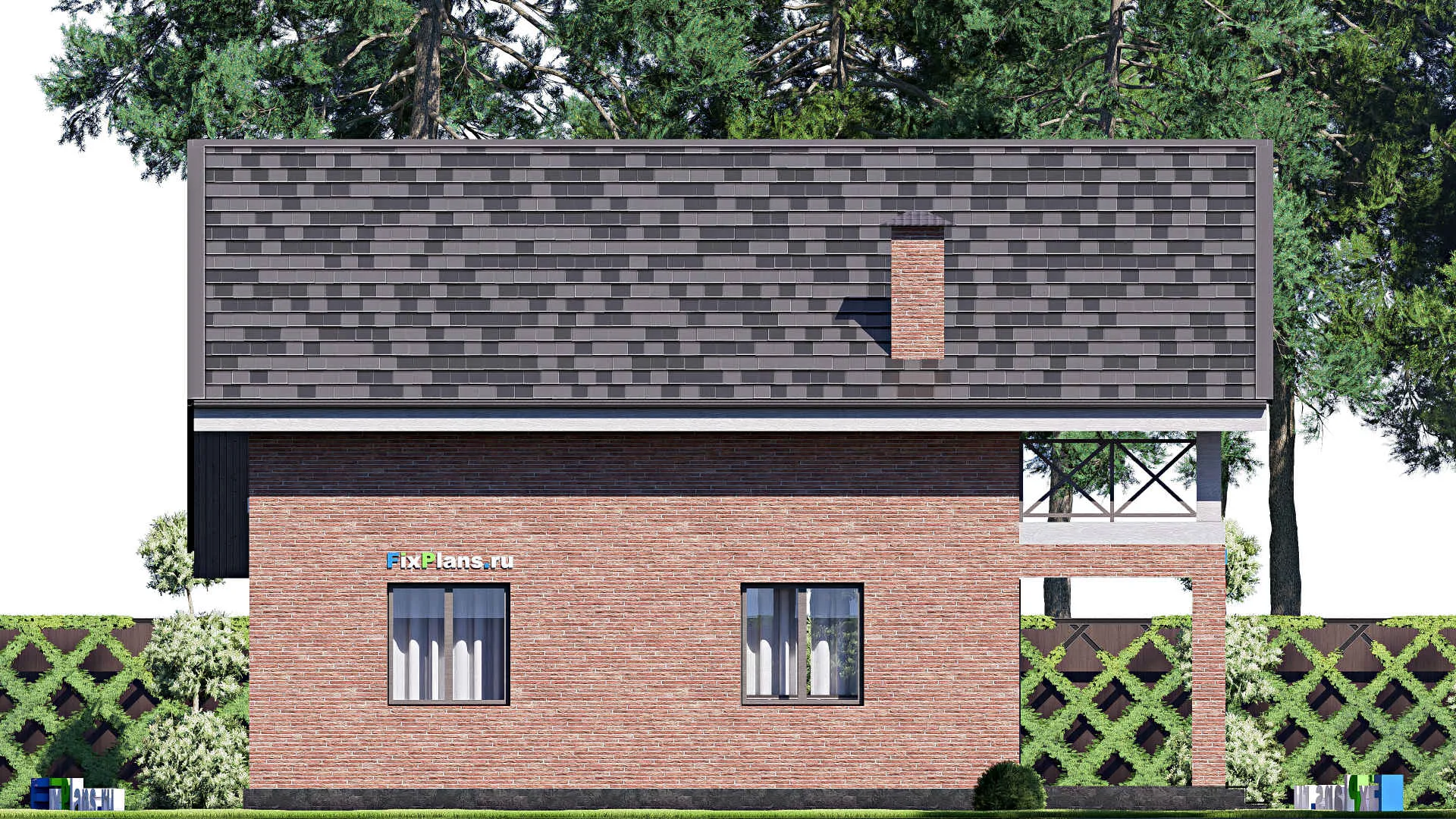 F-18953 - Проект дома с мансардой 12 на 13, площадью 190 м² с террасой, балконом и 4 спальнями