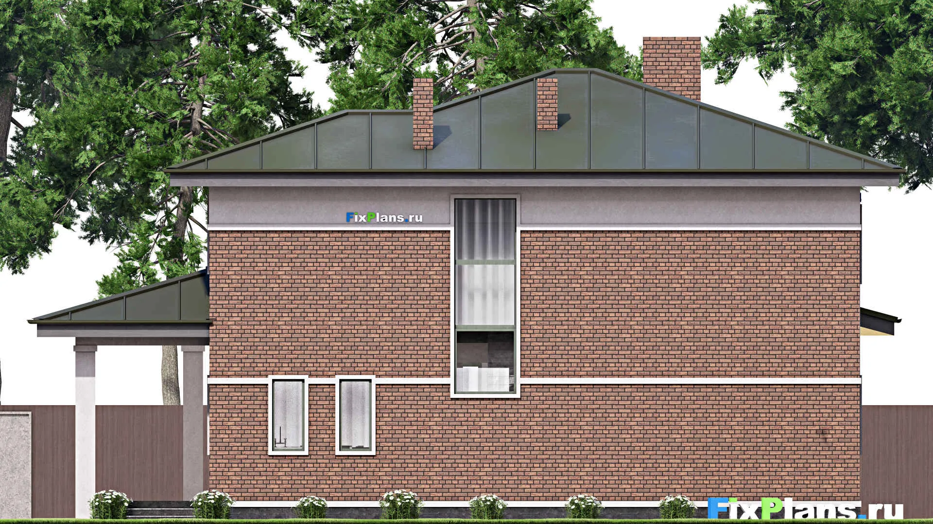 F-15875 - Проект двухэтажного дома 14 на 16, площадью 260 м² с террасой, балконом и 4 спальнями