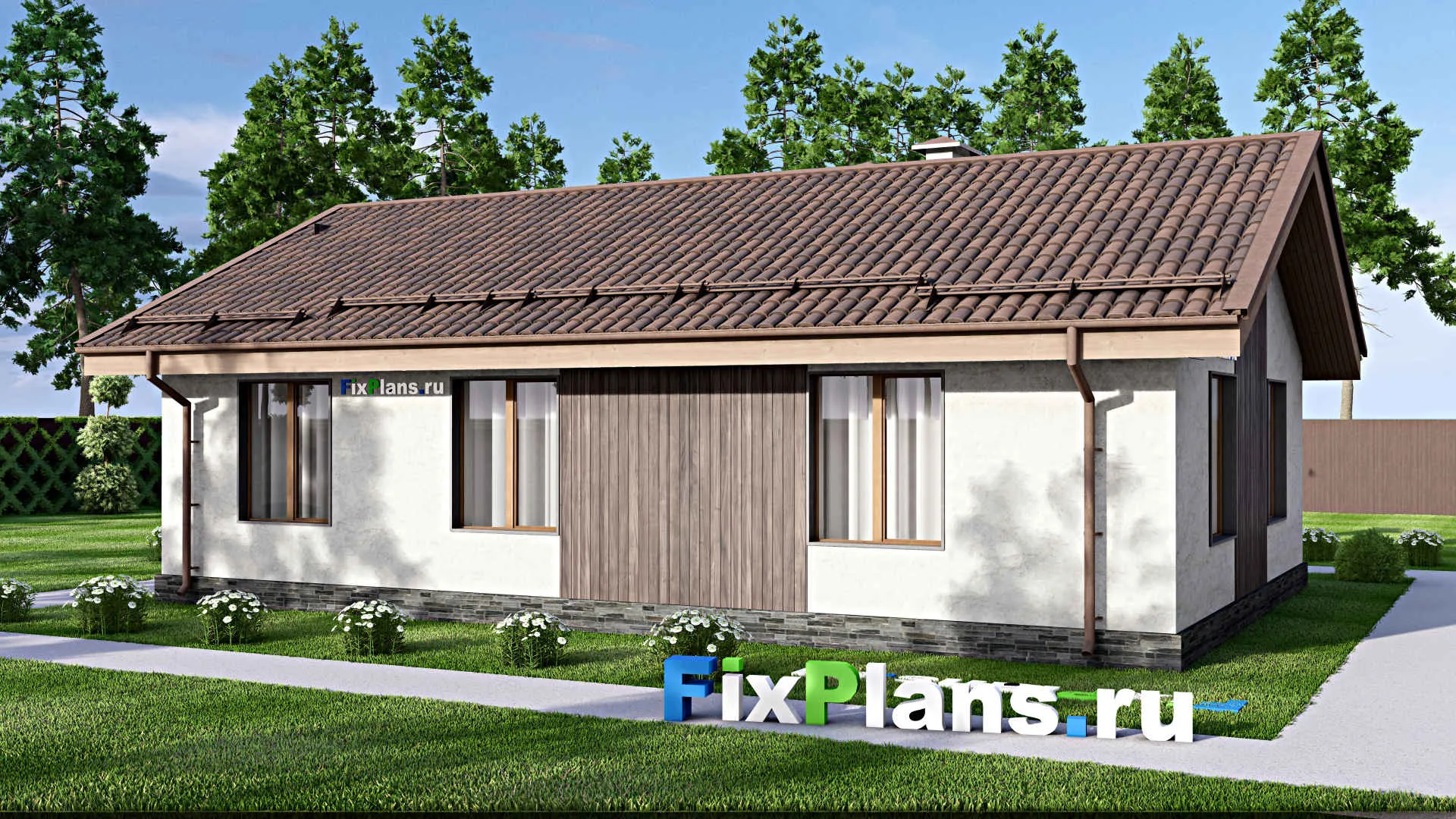 F-12725 - Проект одноэтажного дома 10 на 13, площадью 90 м² с 3 спальнями