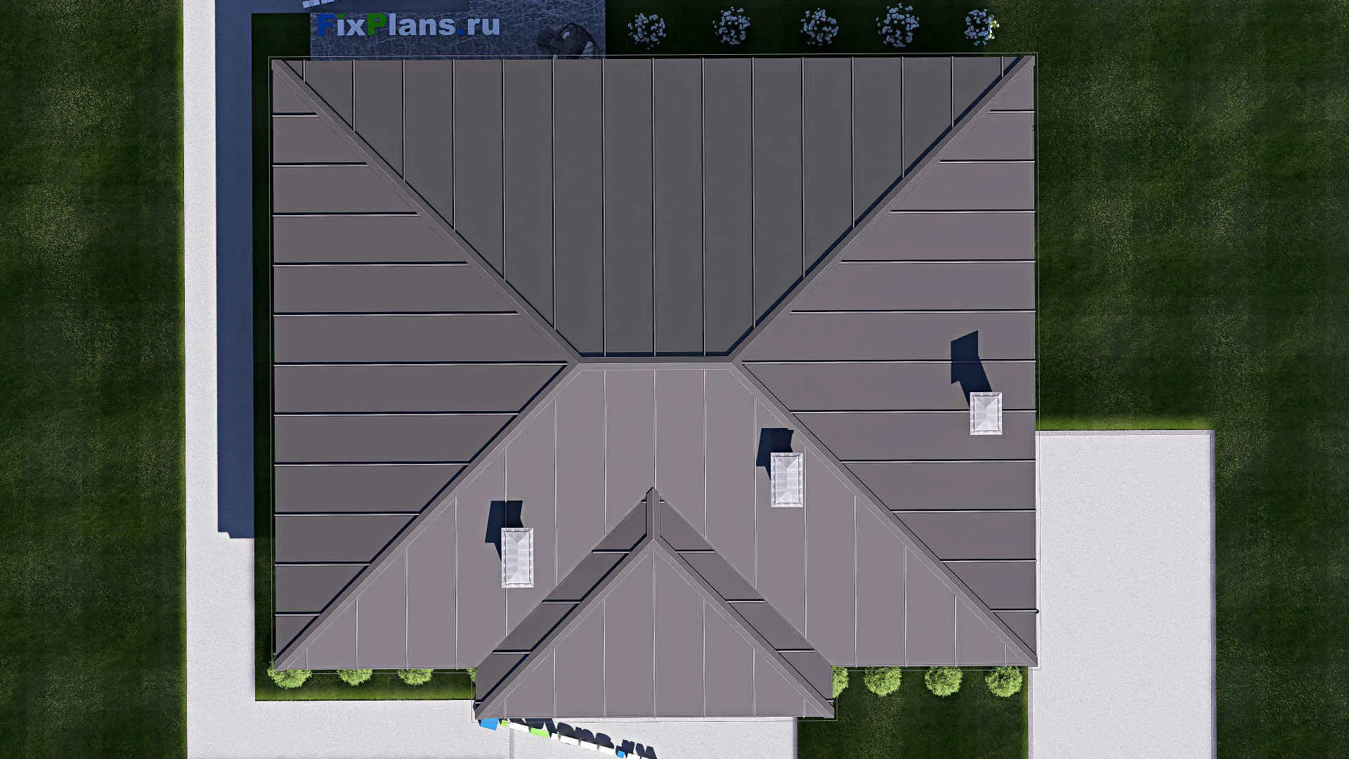 F-17918 - Проект одноэтажного дома 15 на 16, площадью 170 м² с террасой и 3 спальнями