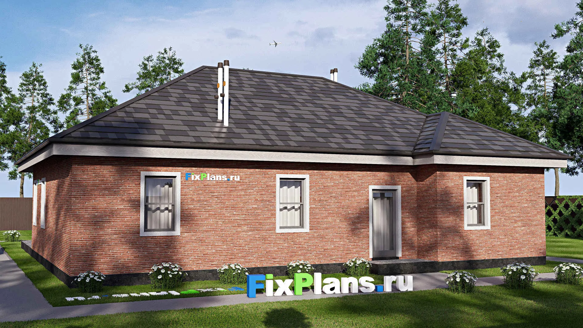 F-20690 - Проект одноэтажного дома 15 на 17, площадью 200 м² с террасой и 2 спальнями