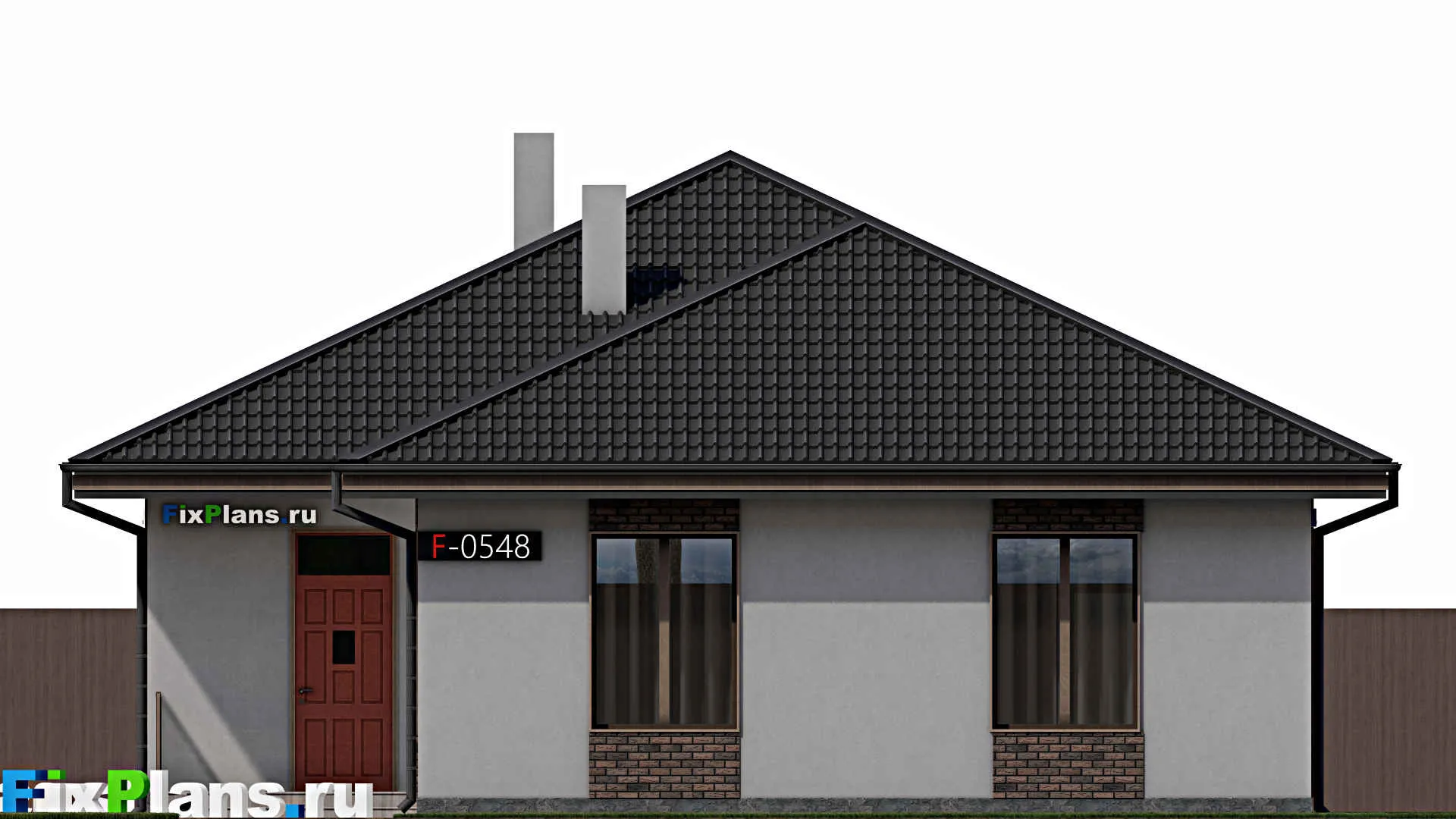 F-0548 - Проект одноэтажного дома 12 на 18, площадью 180 м² с террасой и 4 спальнями