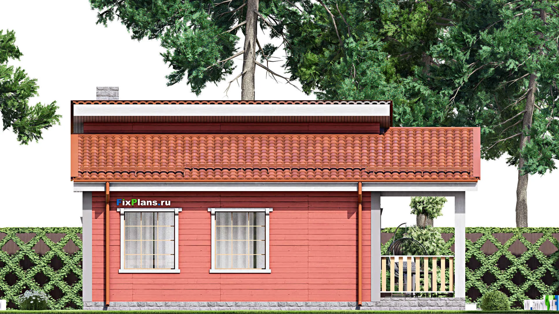 F-15704 - Проект бани 10 на 11, площадью 90 м² с комнатой отдыха, терассой и санузлом