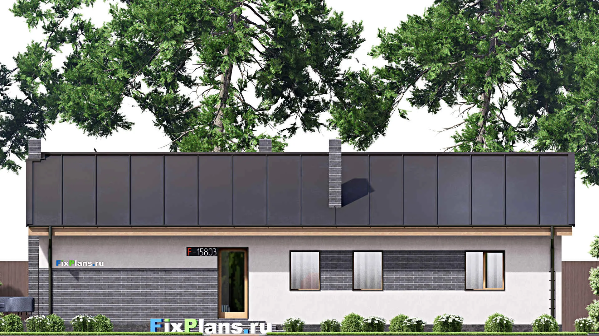F-15803 - Проект одноэтажного дома 9 на 20, площадью 140 м² с террасой и 4 спальнями