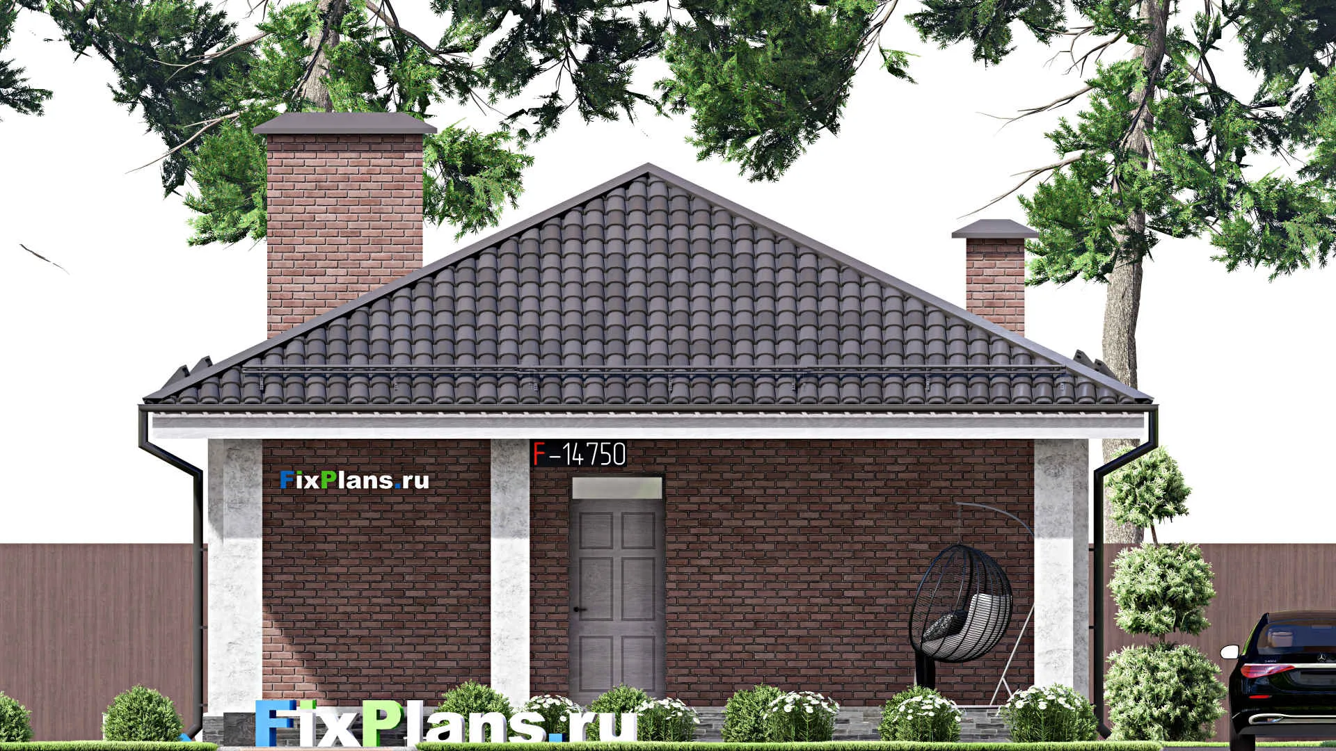 F-14750 - Проект одноэтажного дома 9 на 13, площадью 90 м² с 2 спальнями