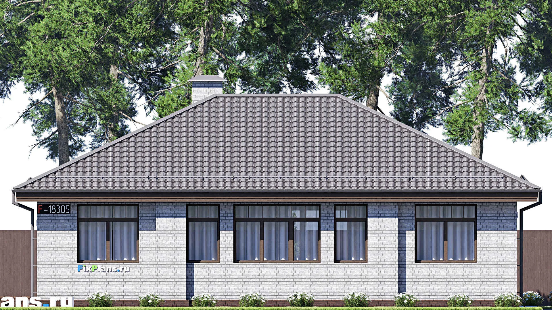 F-18305 - Проект одноэтажного дома 13 на 16, площадью 130 м² с 3 спальнями