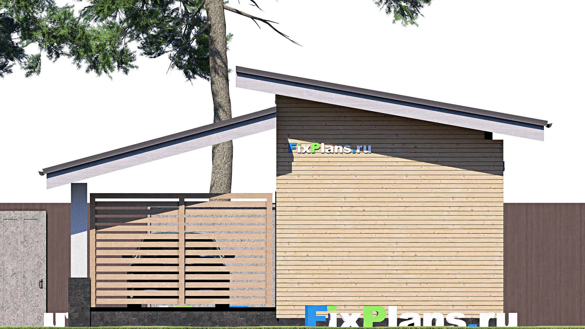 F-20033 - Проект гаража из газобетона 7 на 8, площадью 20 м² на 1 машиноместо