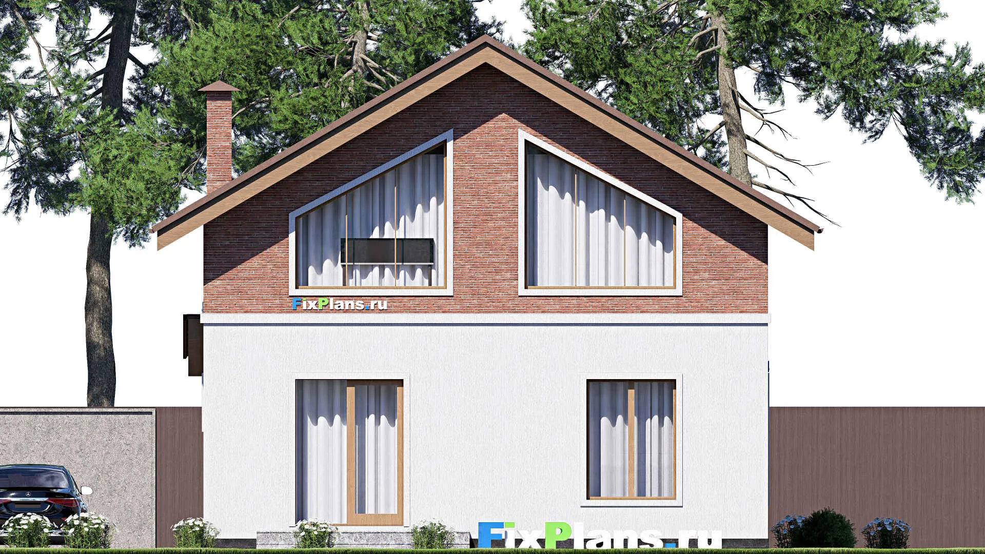 F-20051 - Проект дома с мансардой 10 на 13, площадью 130 м² с 4 спальнями