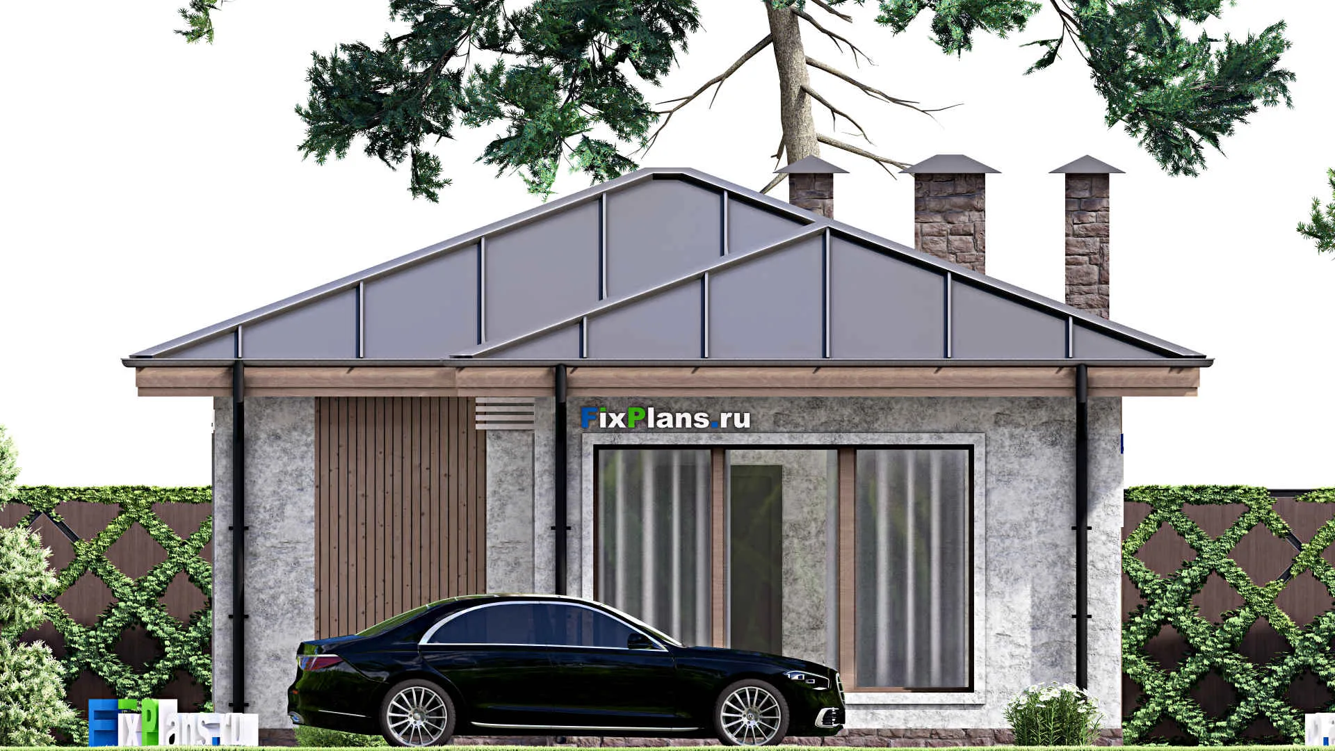 F-13949 - Проект бани 9 на 14, площадью 70 м² с комнатой отдыха, терассой и 2 санузлами