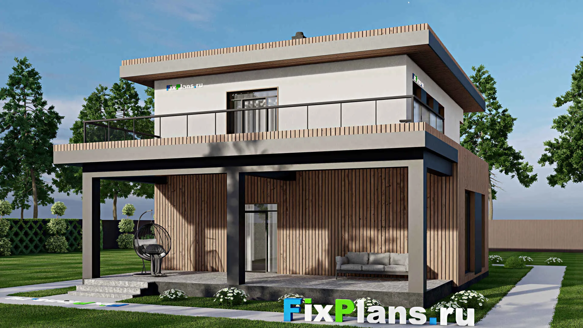 F-5309 - Проект двухэтажного дома 11 на 17, площадью 250 м² с террасой, балконом и 4 спальнями