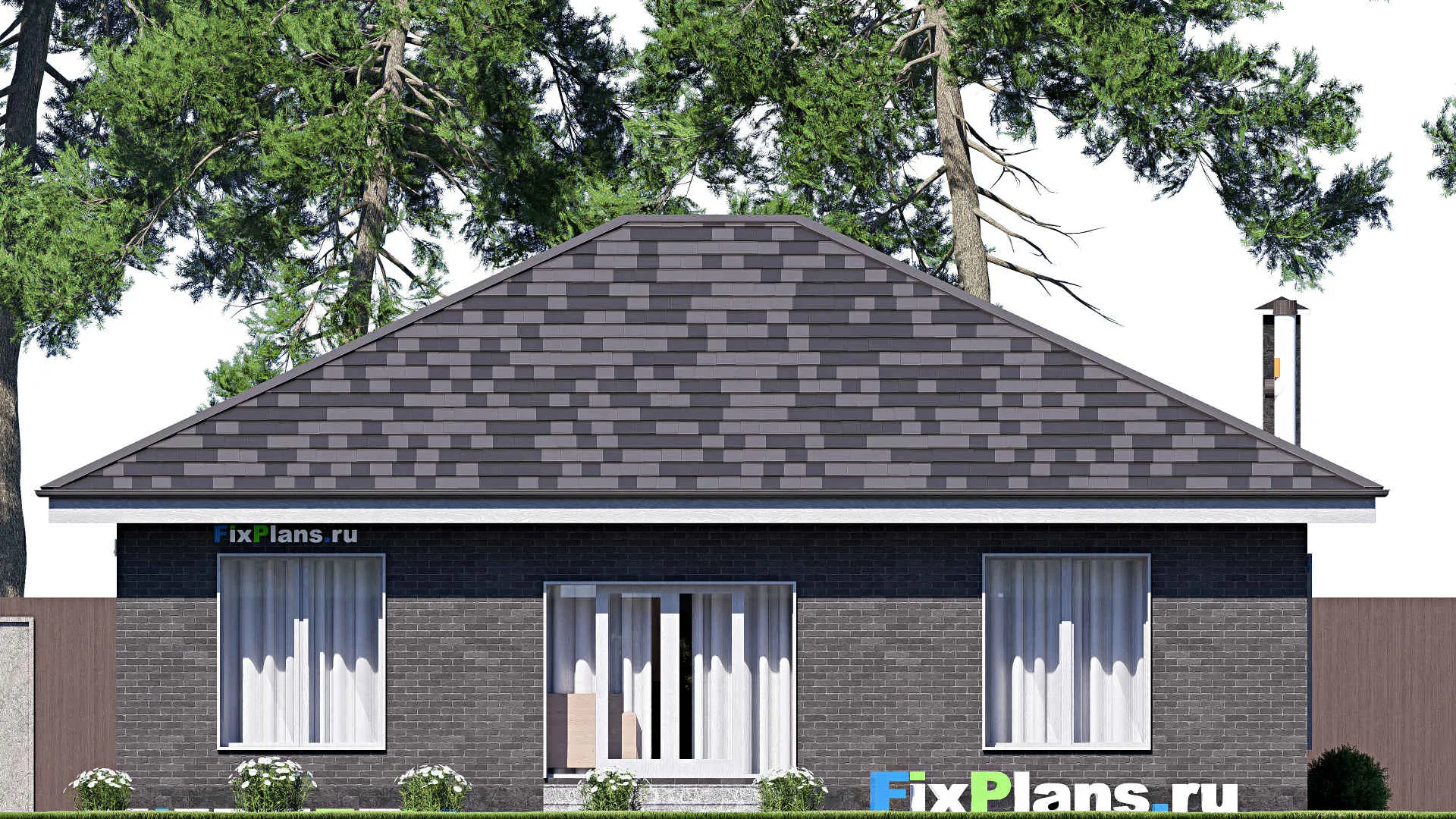 F-19844 - Проект одноэтажного дома 13 на 13, площадью 120 м² с 3 спальнями