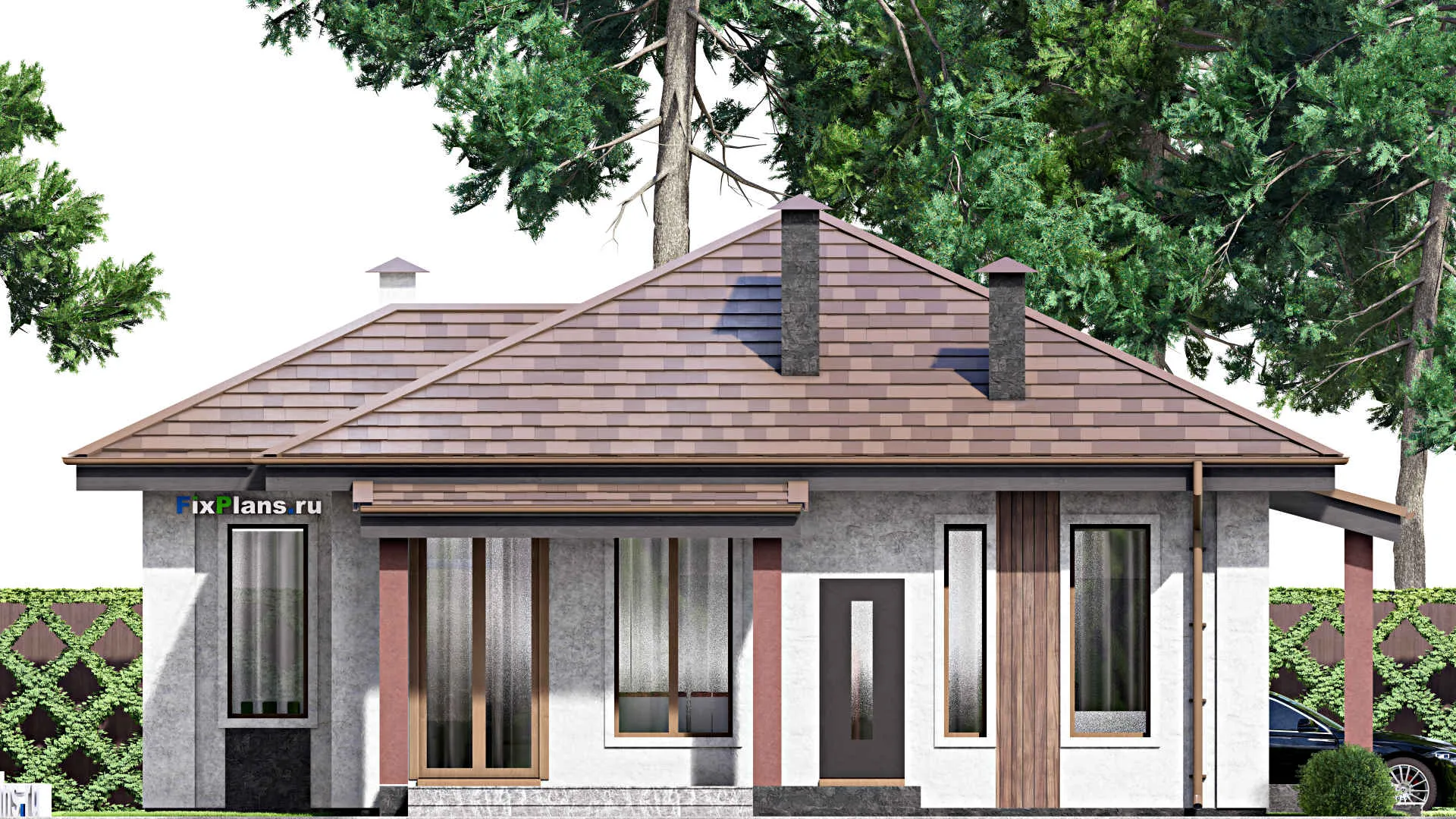 F-14777 - Проект одноэтажного дома 13 на 17, площадью 140 м² с 3 спальнями